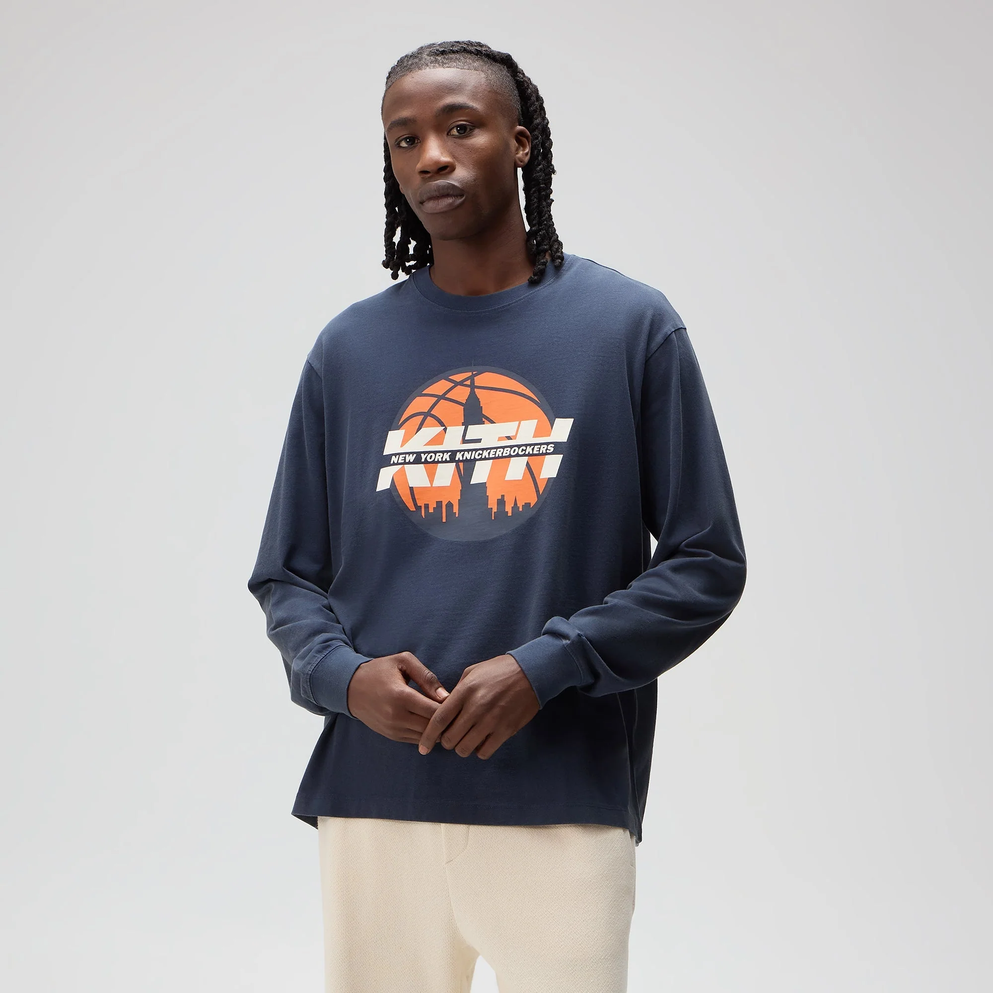 Kith for the New York Knicks Knickerbockers Long Sleeve Quinn Vintage Tee - Nocturnal - Image 2