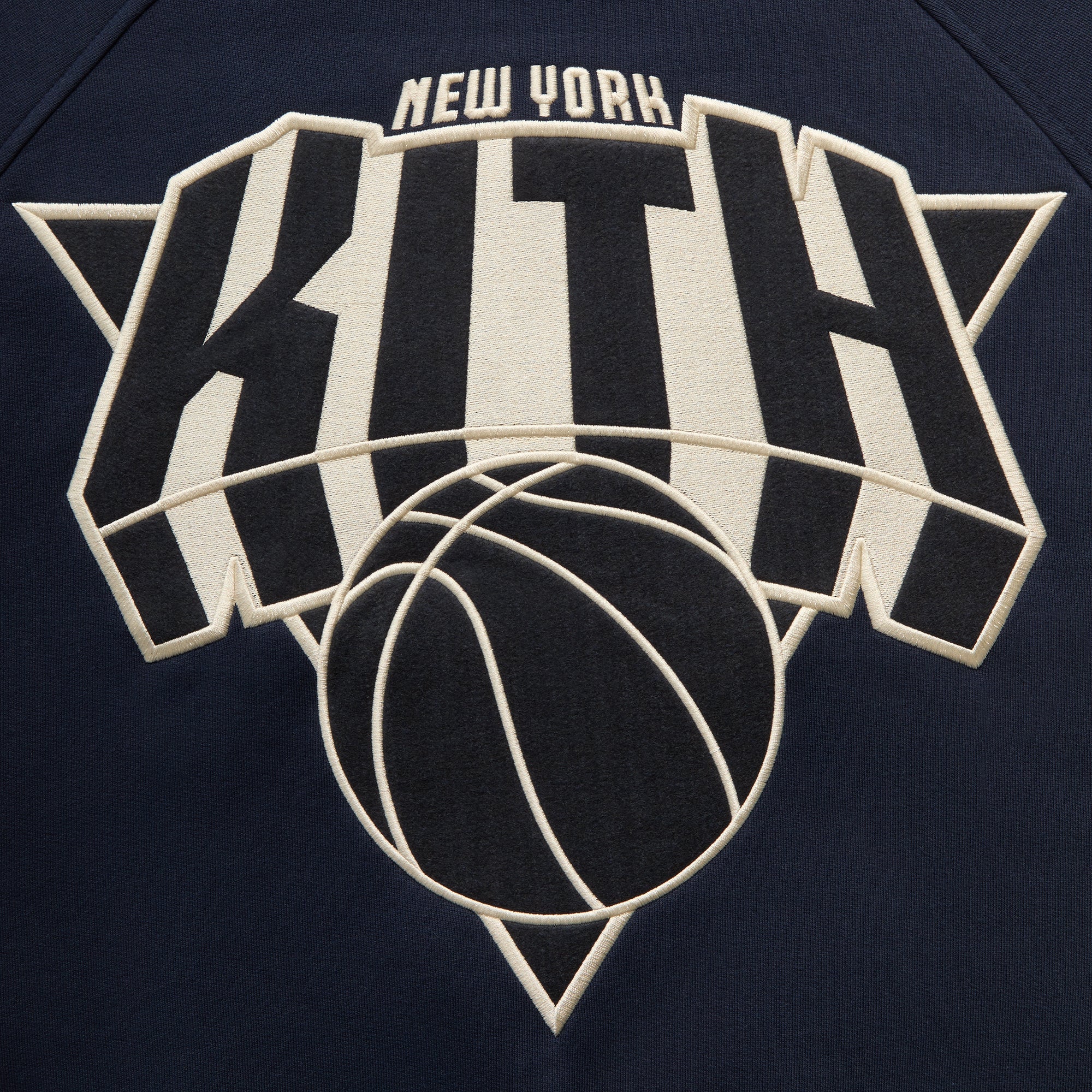 Kith for the New York Knicks Cutoff Nelson Raglan Vintage Crewneck - Nocturnal - Image 5