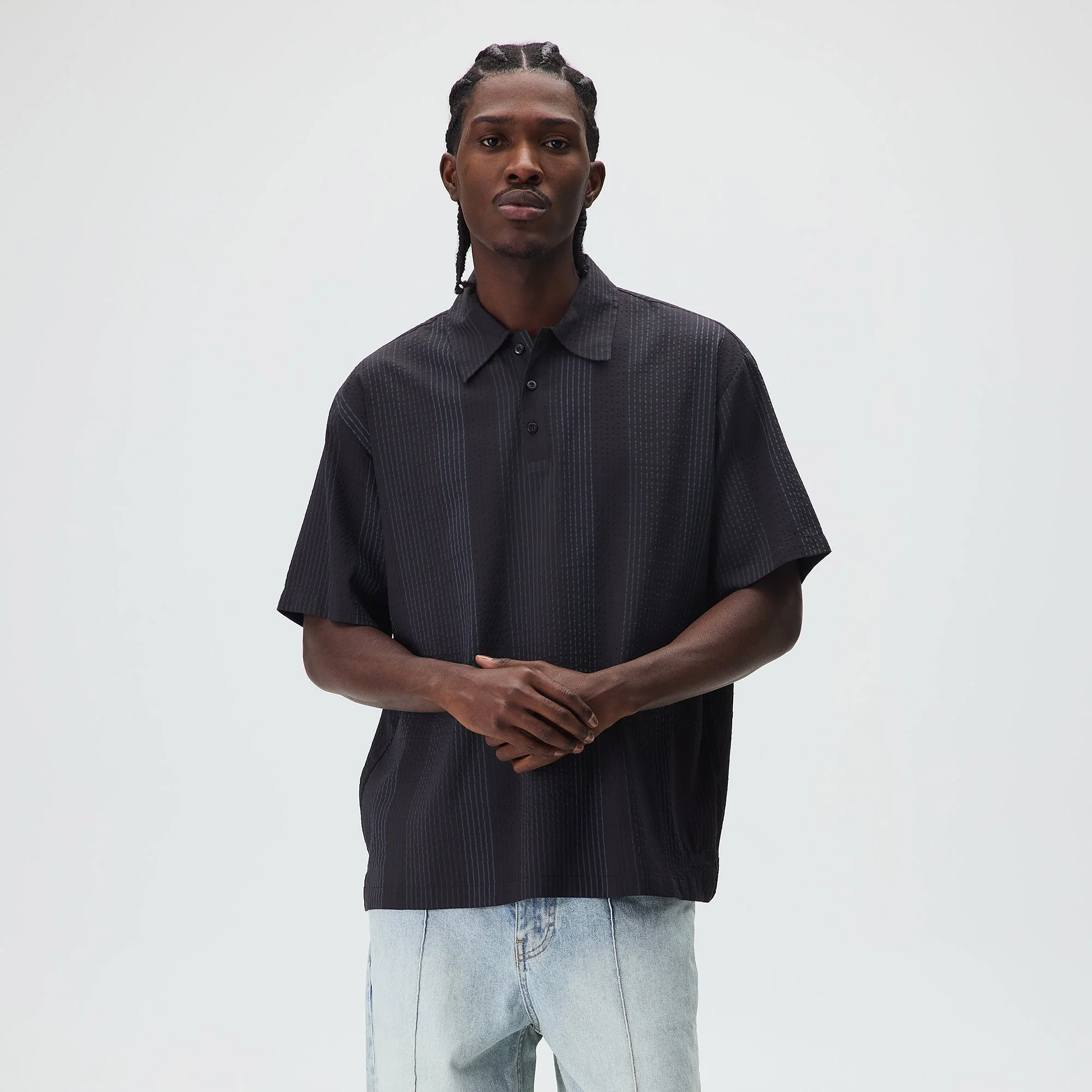 Kith Seersucker Harway Polo - Nocturnal - Image 2
