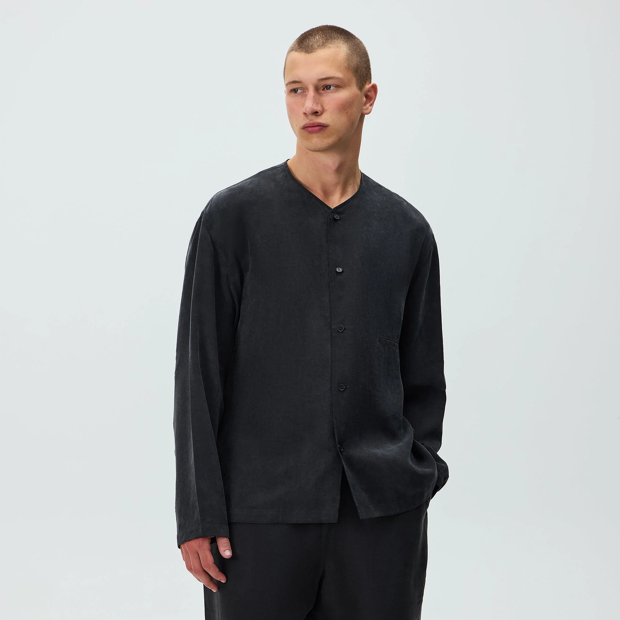 Kith Cupro Linen Long Sleeve Caelan Shirt - Black - Image 2