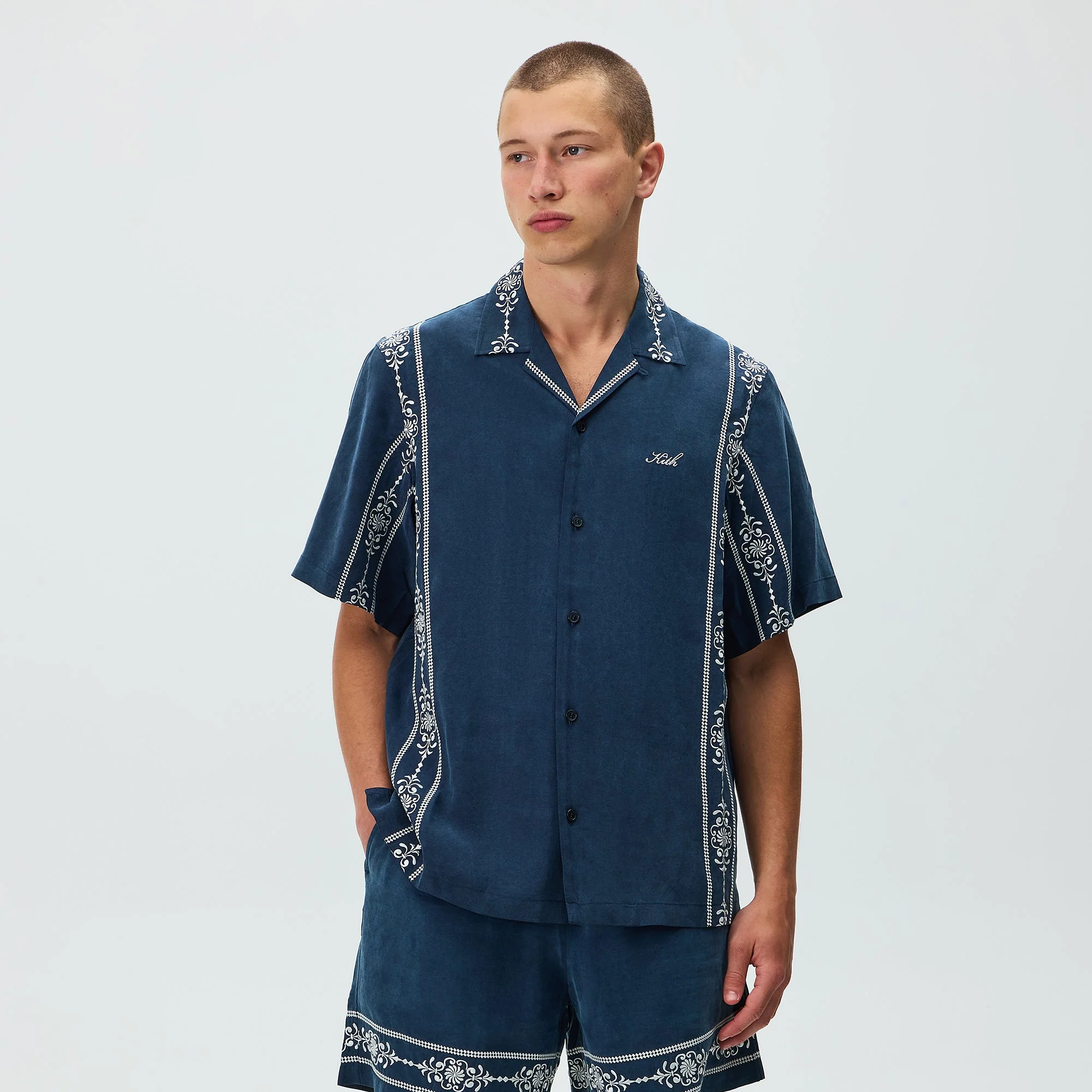 Kith Cupro Linen Thompson Camp Collar Shirt - Nocturnal - Image 2
