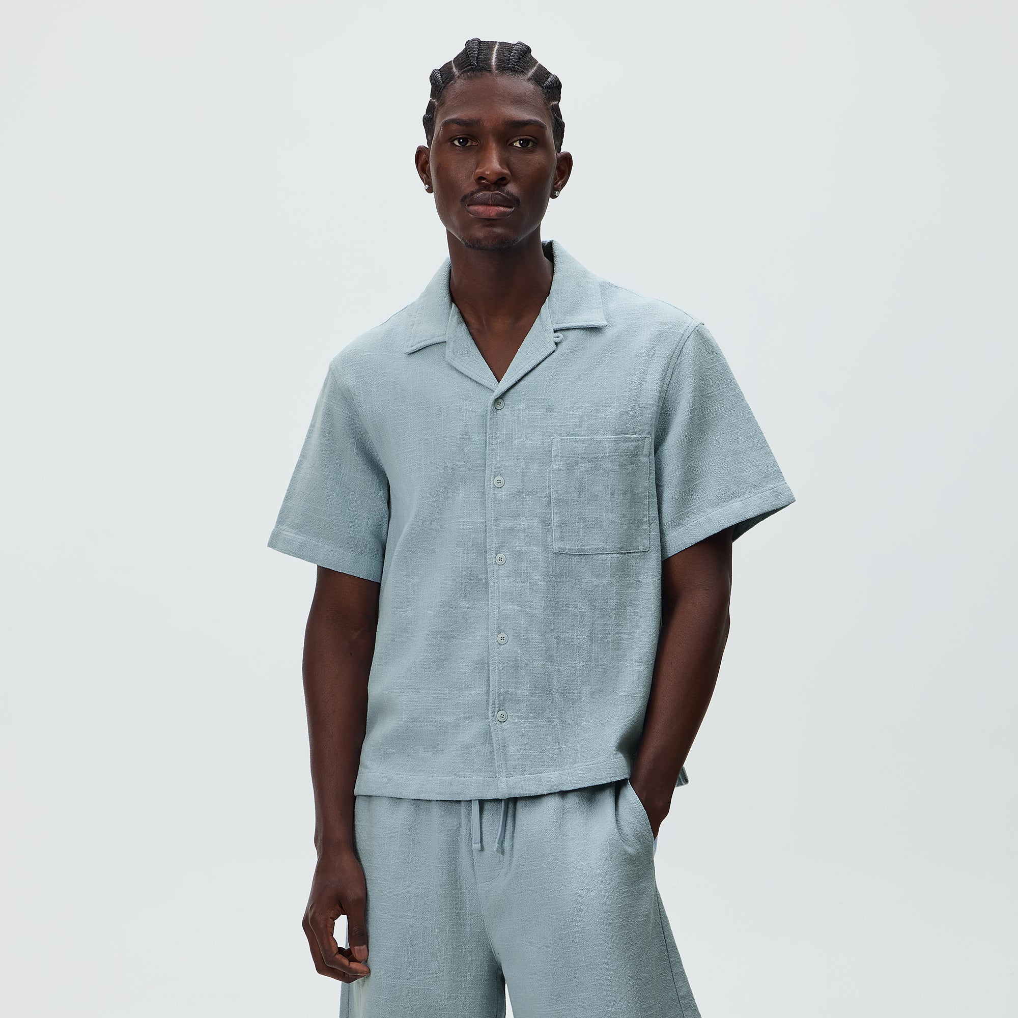 Kith Soft Woven Cropped Beckham Camp Collar Shirt - Light Indigo - Image 2
