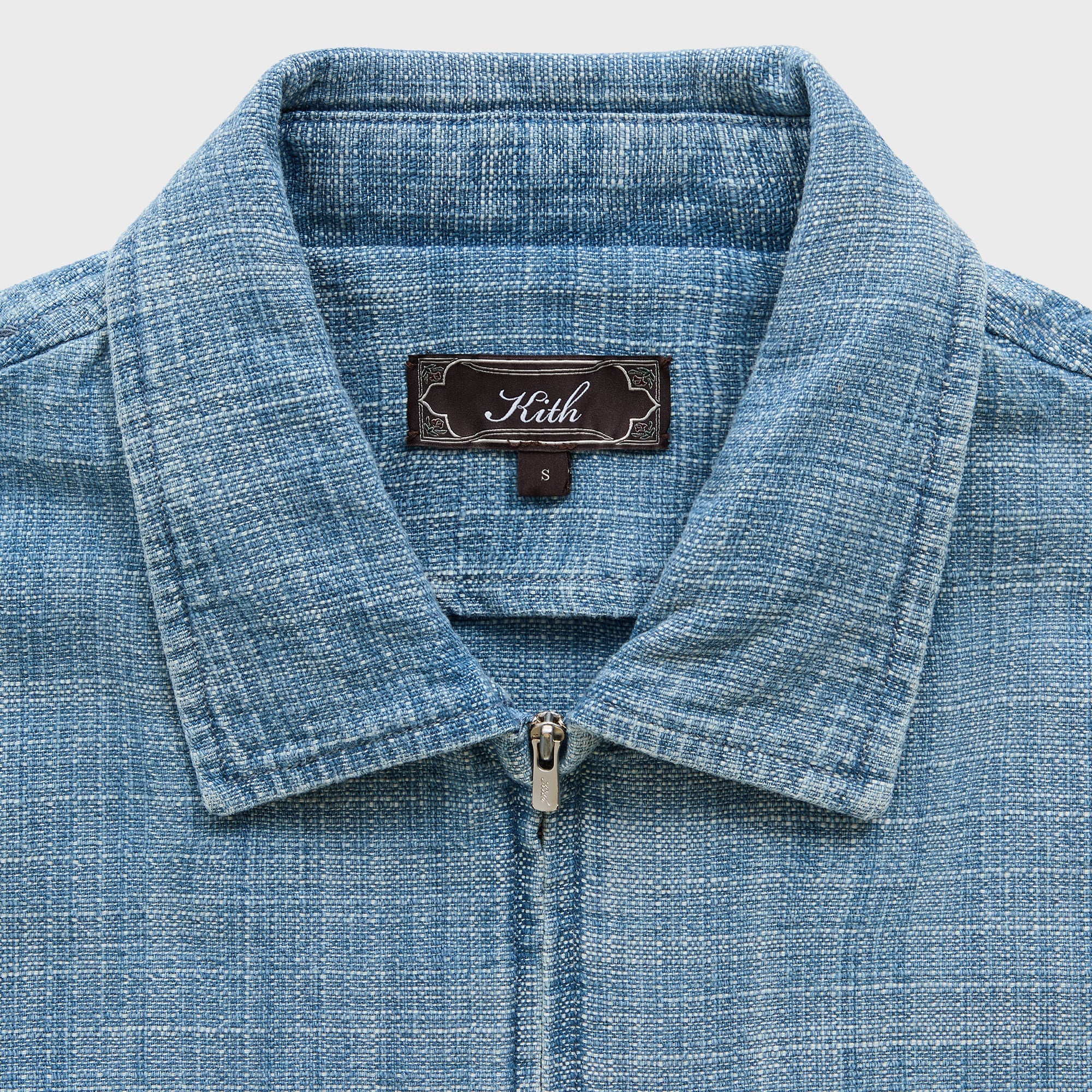 Kith Textured Indigo Paxton Zip Front Shirt - Light Indigo - Image 4