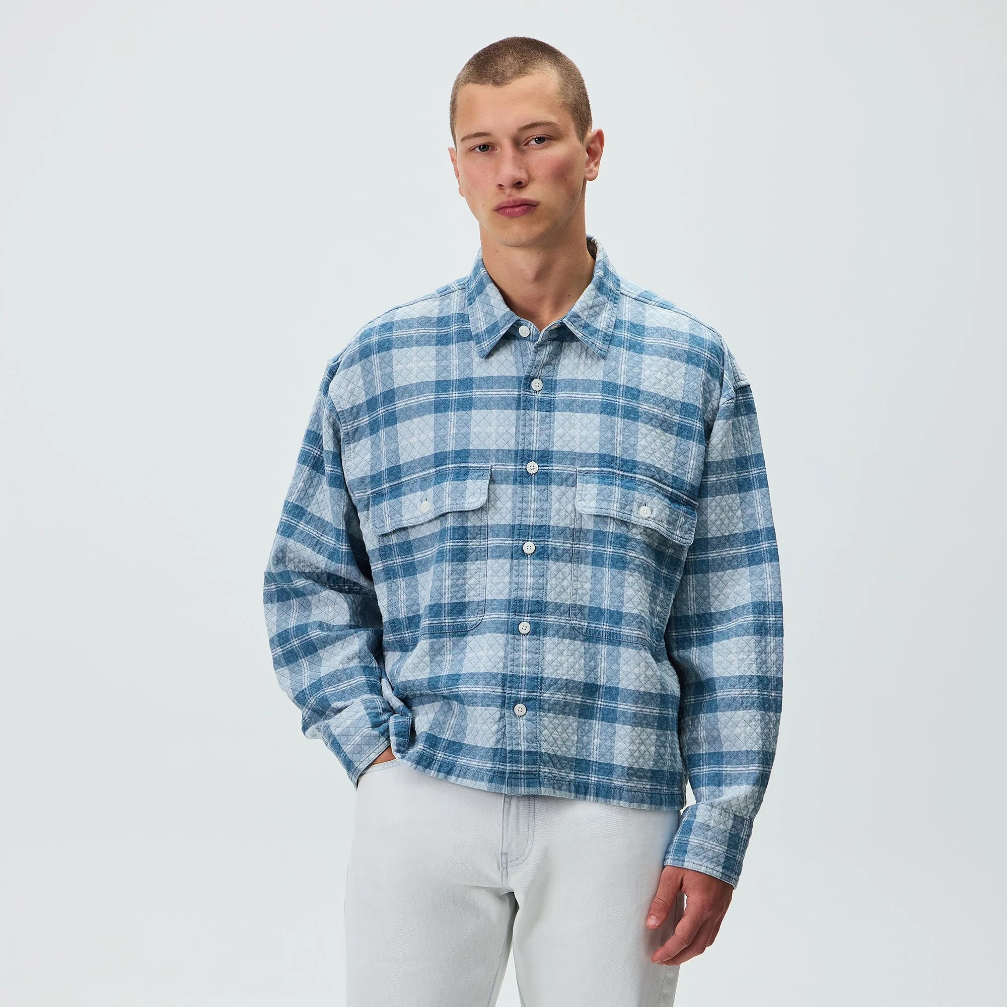Kith Washed Indigo Plaid Henson Shirt - Light Indigo - Image 2