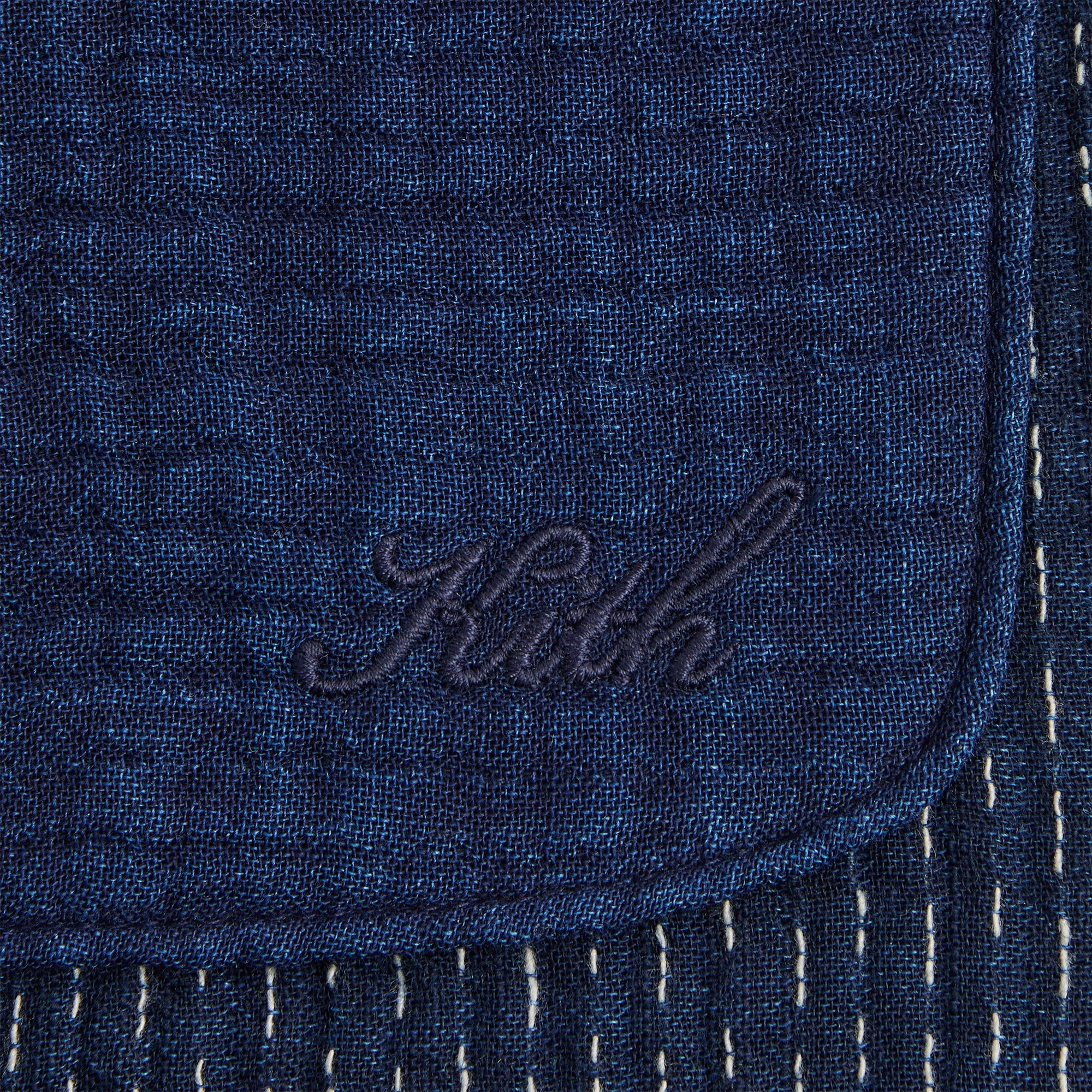 Kith Stitched Patchwork Boxy Collared Overshirt - Mid Indigo - Image 4