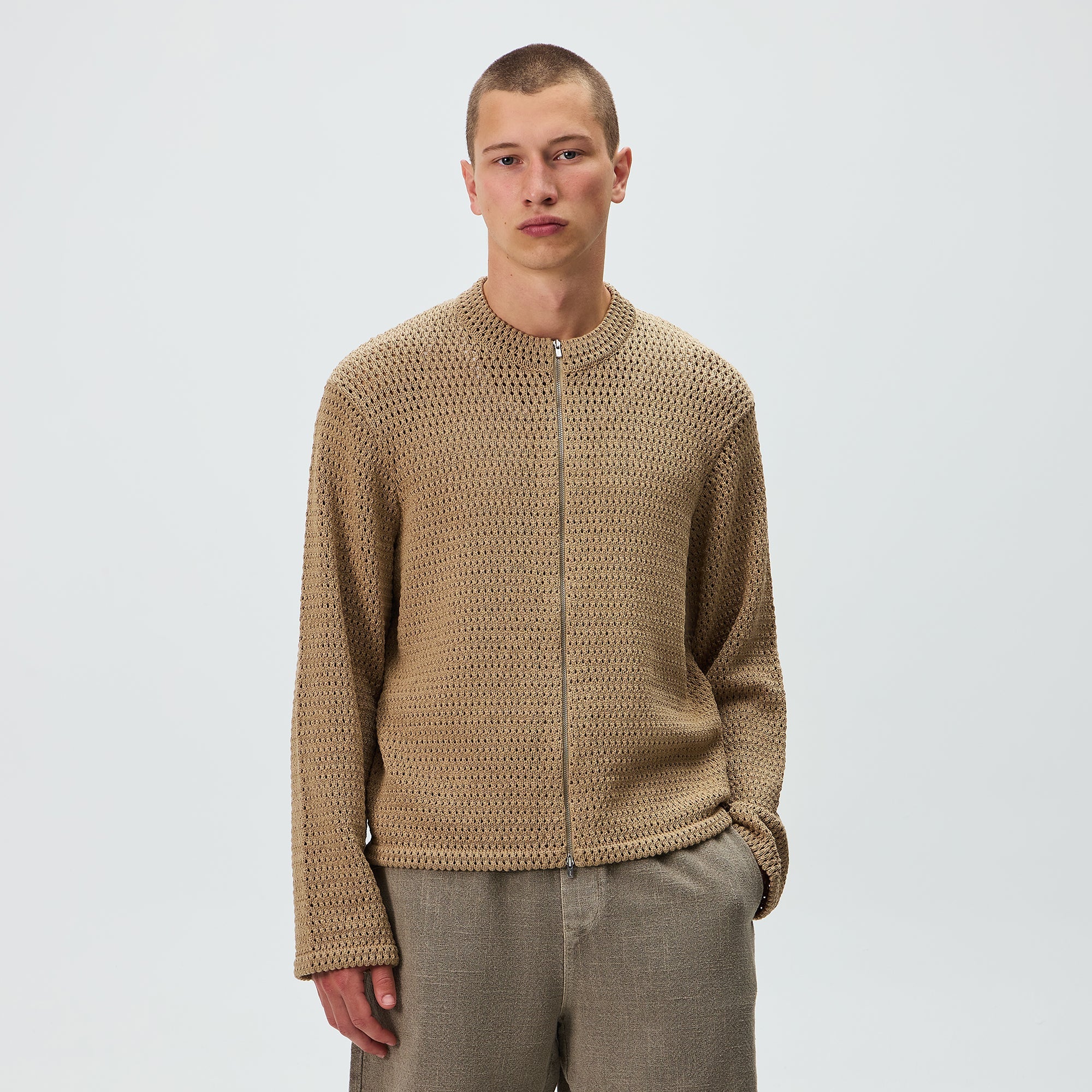 Kith Crochet Luke Zip Front Sweater - Durum - Image 2