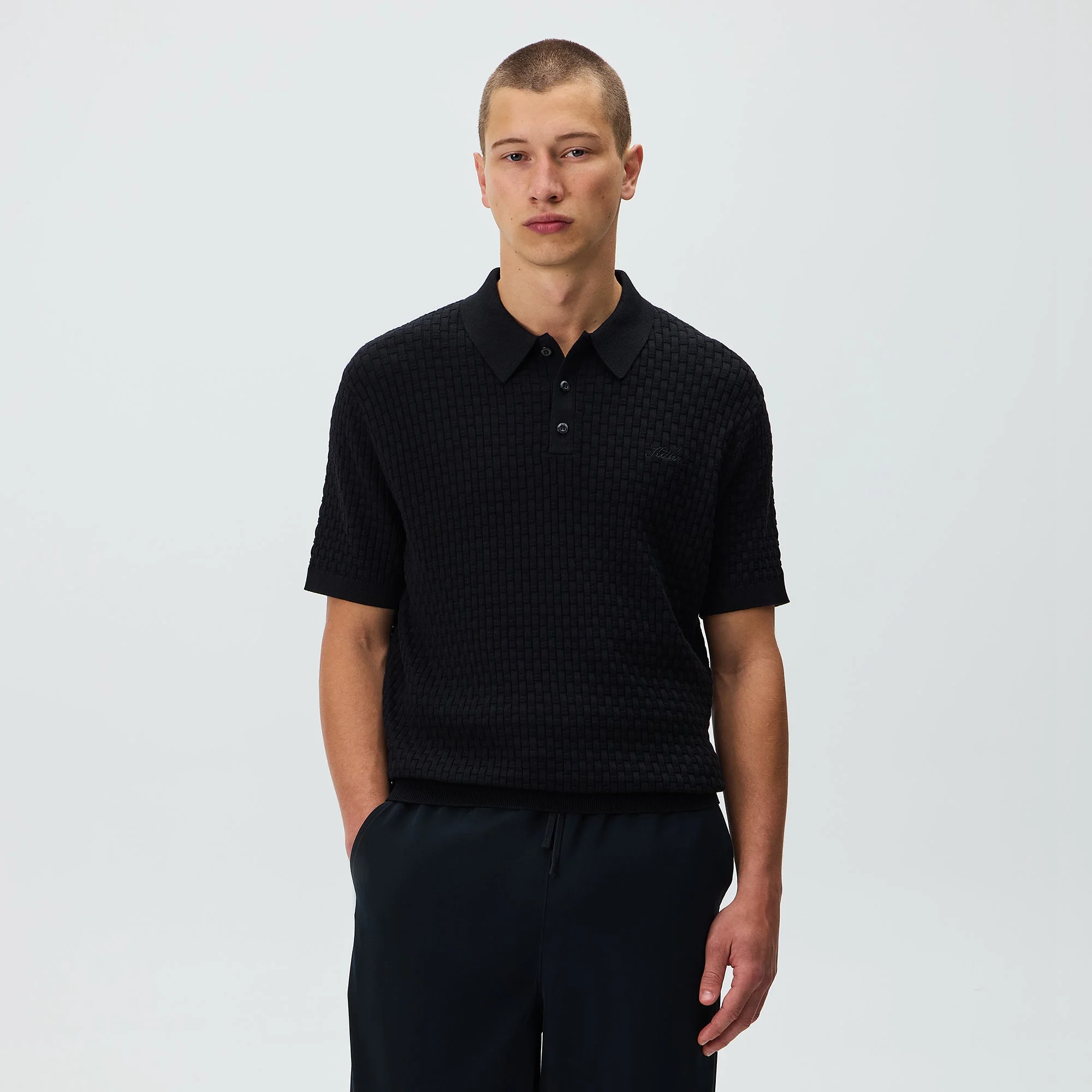 Kith Basket Weave Tilden Polo - Black - Image 2