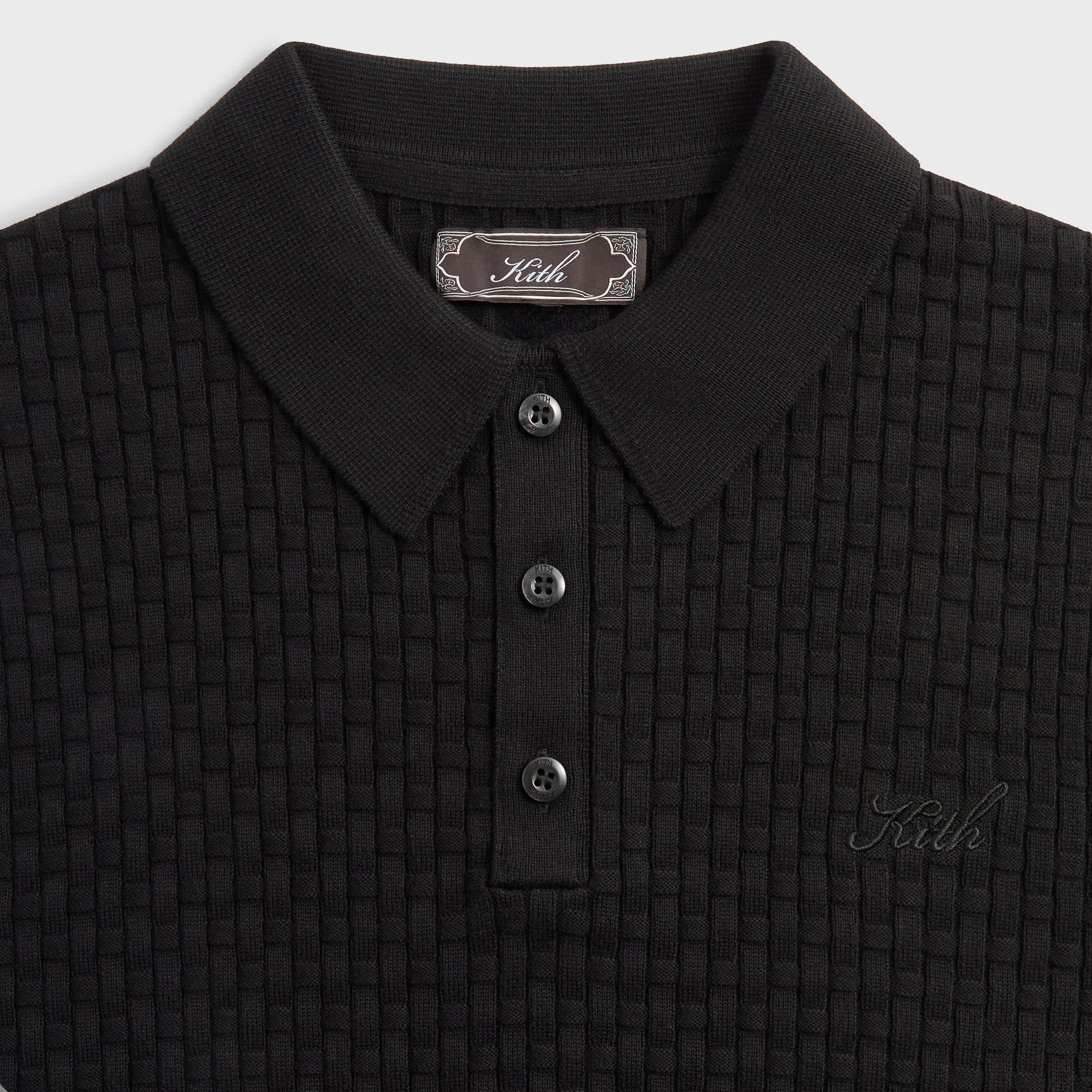 Kith Basket Weave Tilden Polo - Black - Image 4