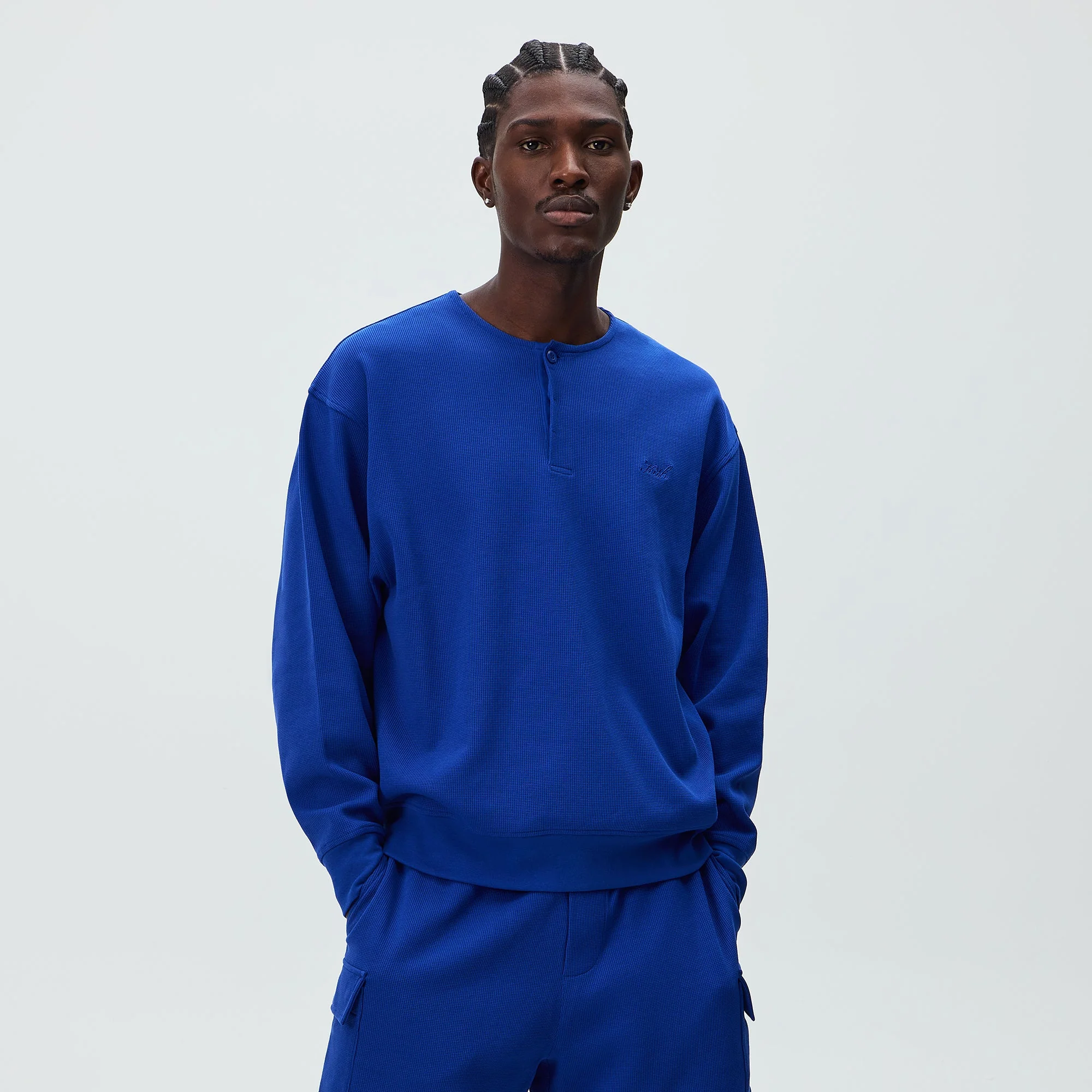 Kith Micro Waffle Long Sleeve Colby Pullover - Current - Image 2