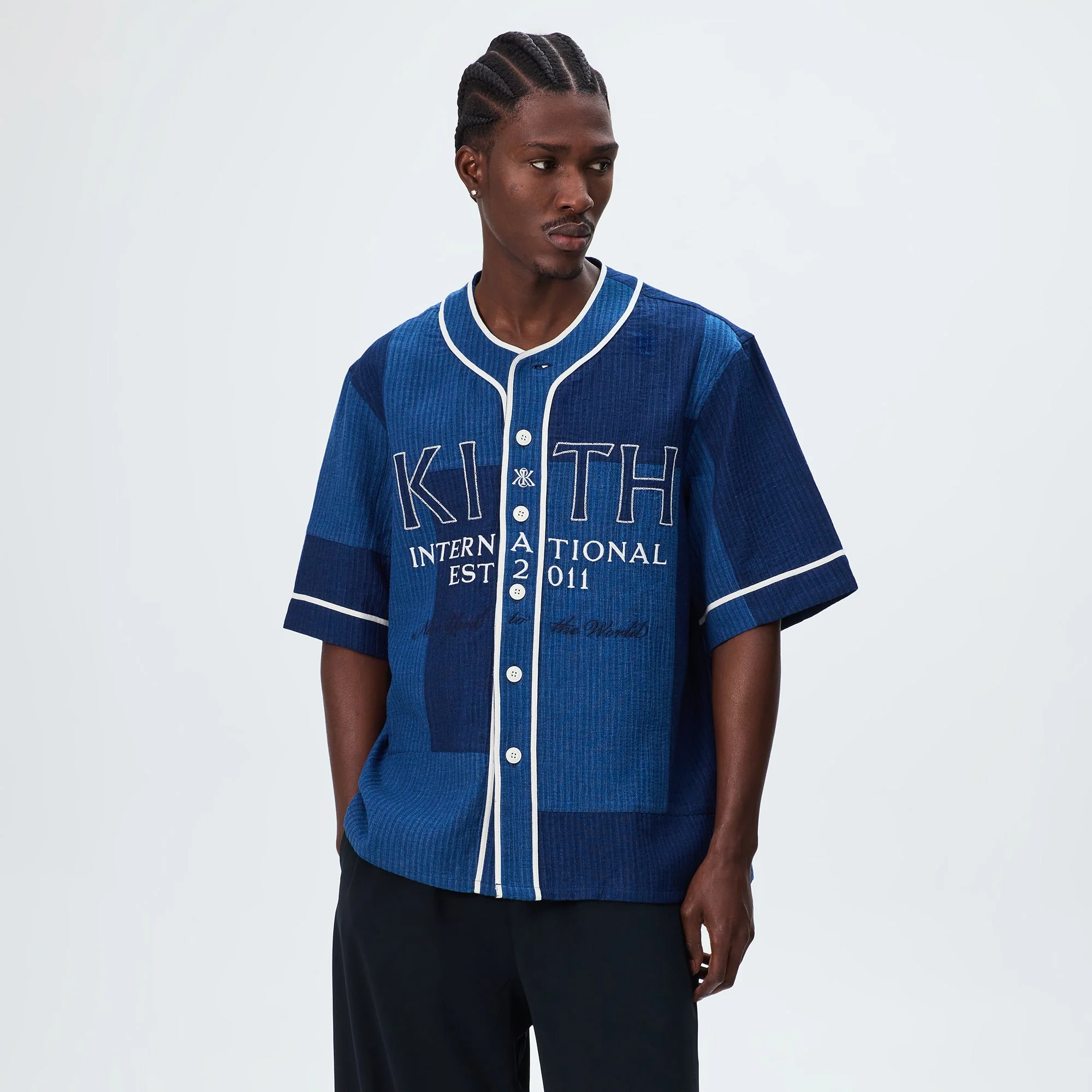 Kith Patchwork Indigo Seersucker Short Sleeve Daley Shirt - Indigo - Image 2