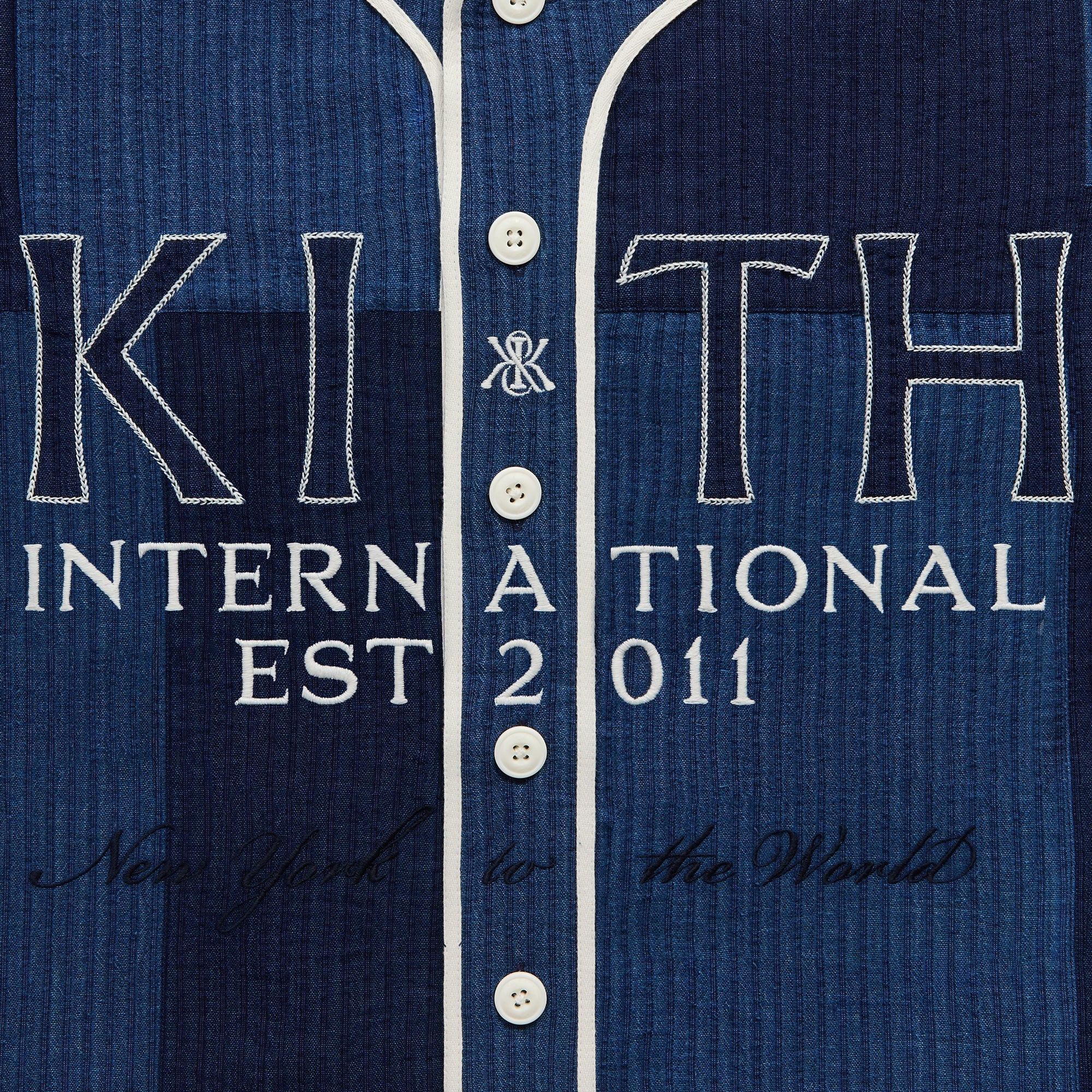 Kith Patchwork Indigo Seersucker Short Sleeve Daley Shirt - Indigo - Image 4