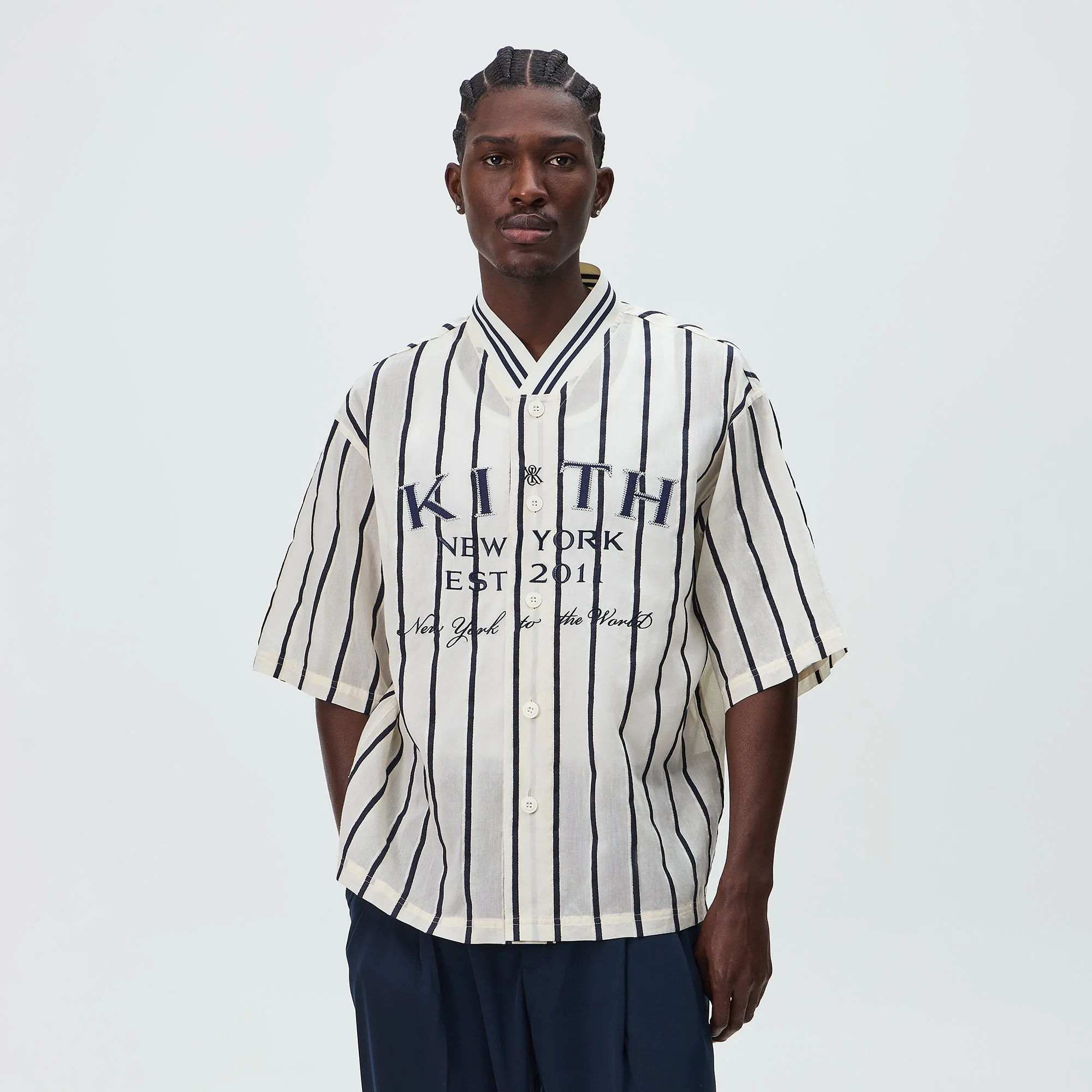 Kith Silk Linen Chenille Stripe Pacey Shirt - Sandrift - Image 2