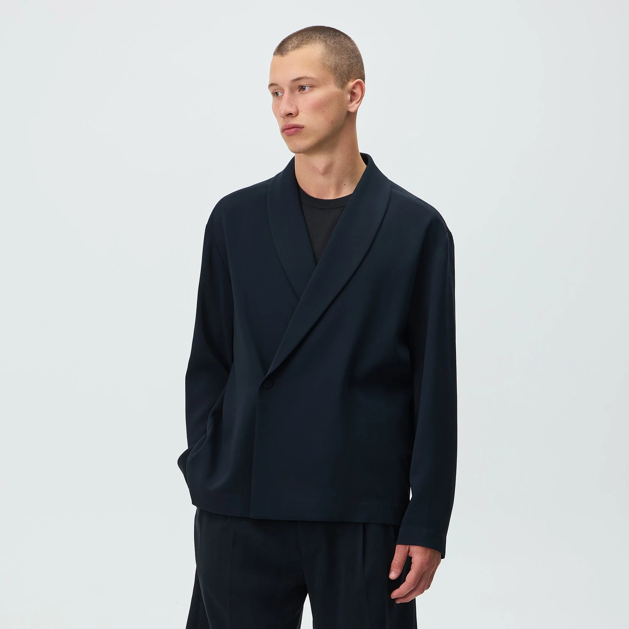 Kith Double Crepe Long Sleeve Thompson Crossover Shirt - Black - Image 2