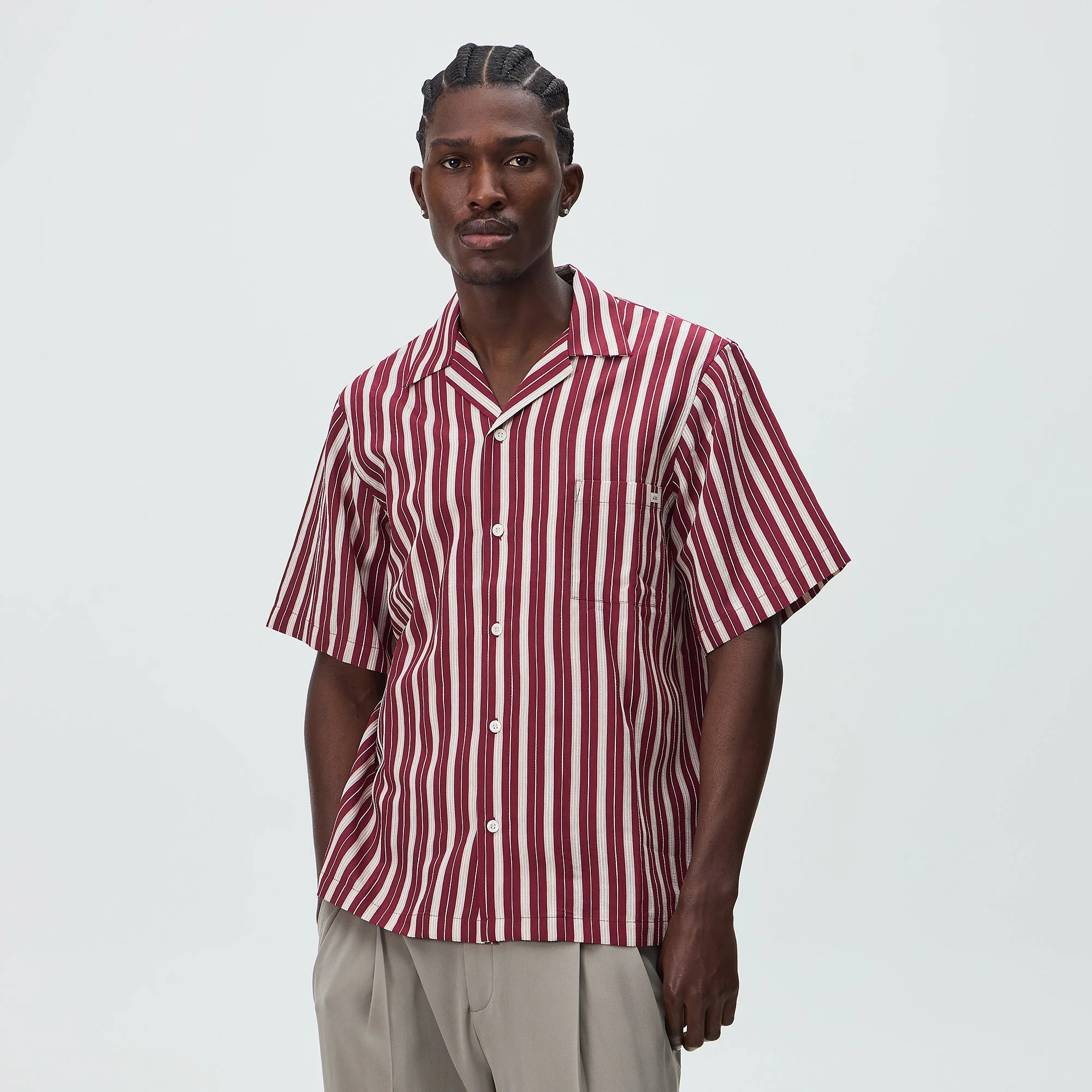 Kith Barre Stripe Thompson Camp Collar Shirt - Plum - Image 2