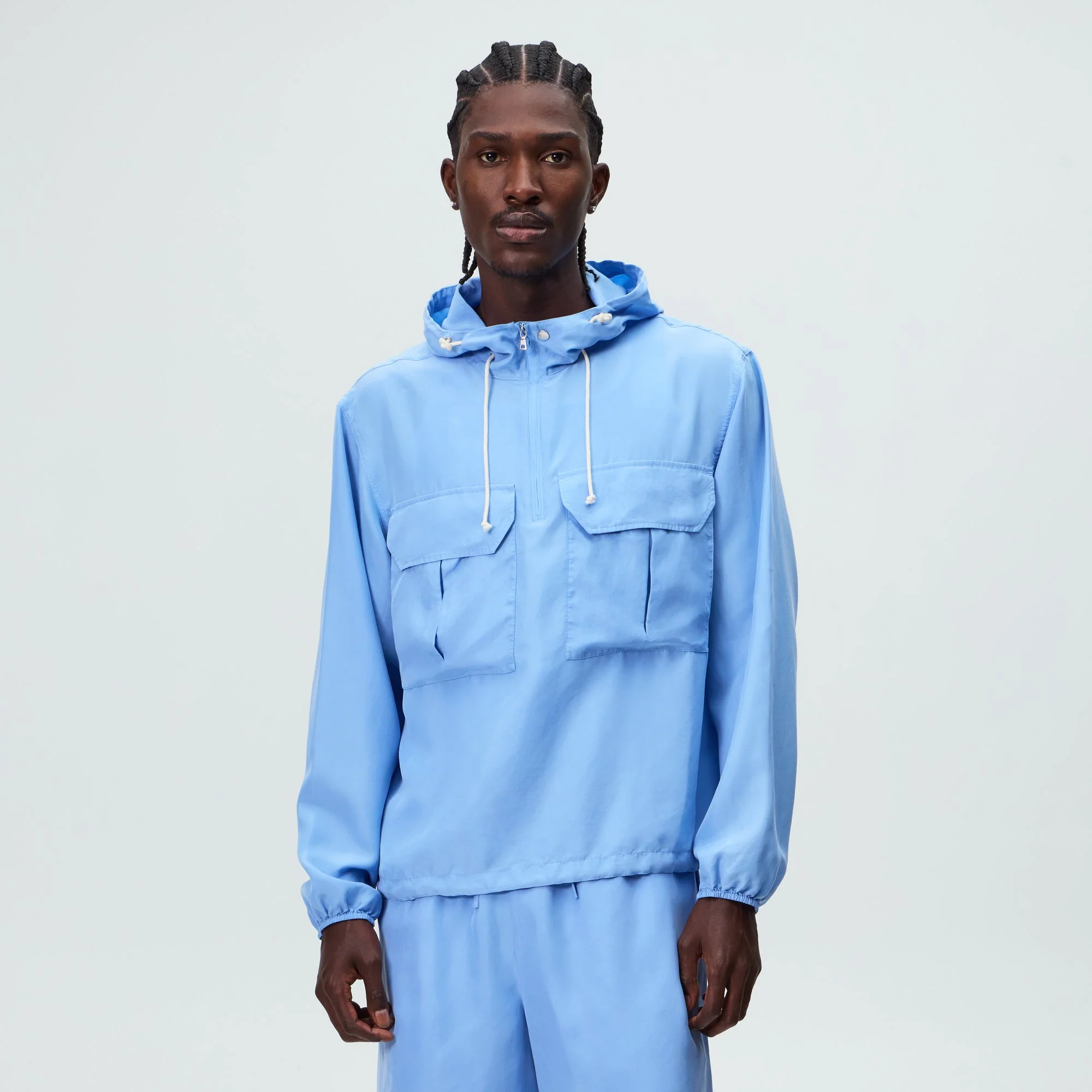&Kin Washed Silk Habotai Quarter Zip Raj Jacket - Millstream - Image 2
