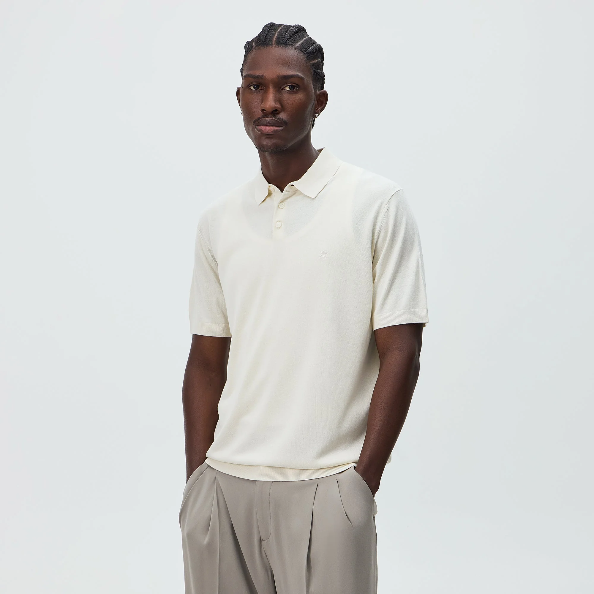 Kith Super Fine Viscose Knit Baldwin Polo - Sandrift - Image 2
