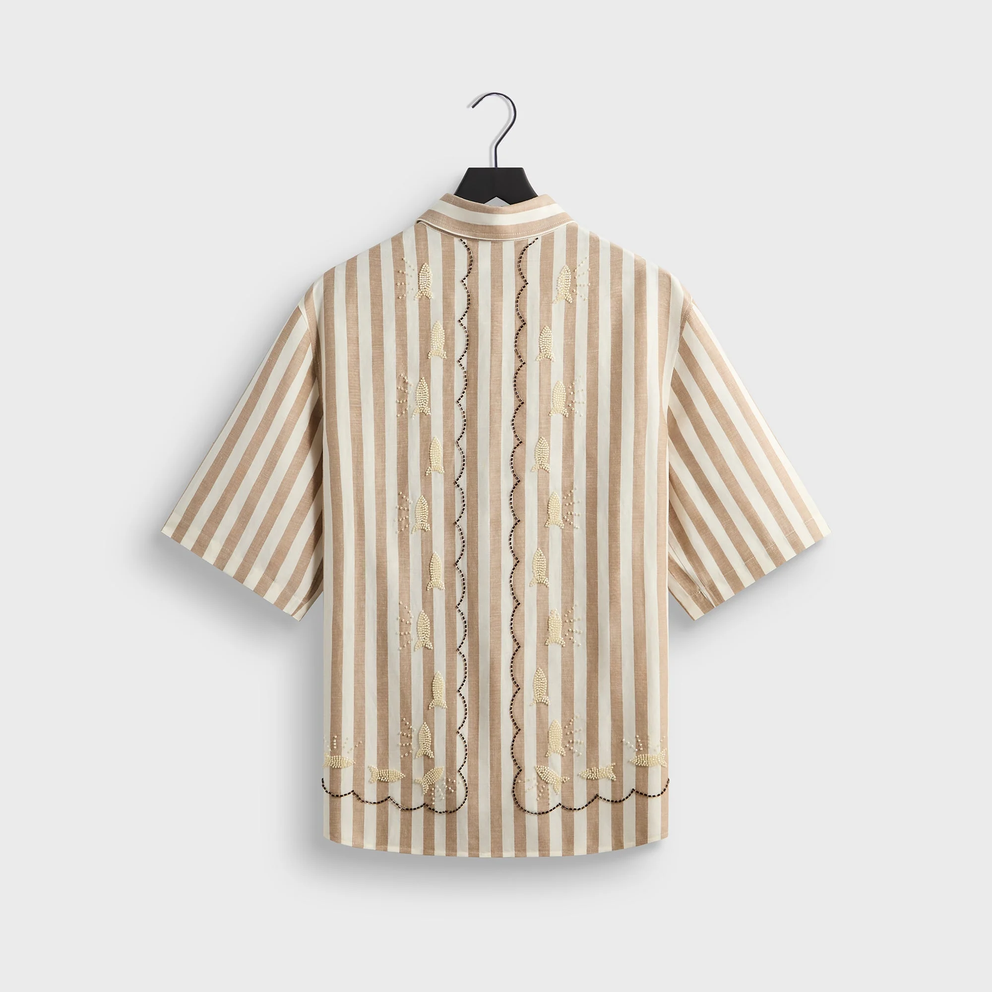 Kith Spun Silk Linen Stripe Paxton Buttondown - Chai - Image 2