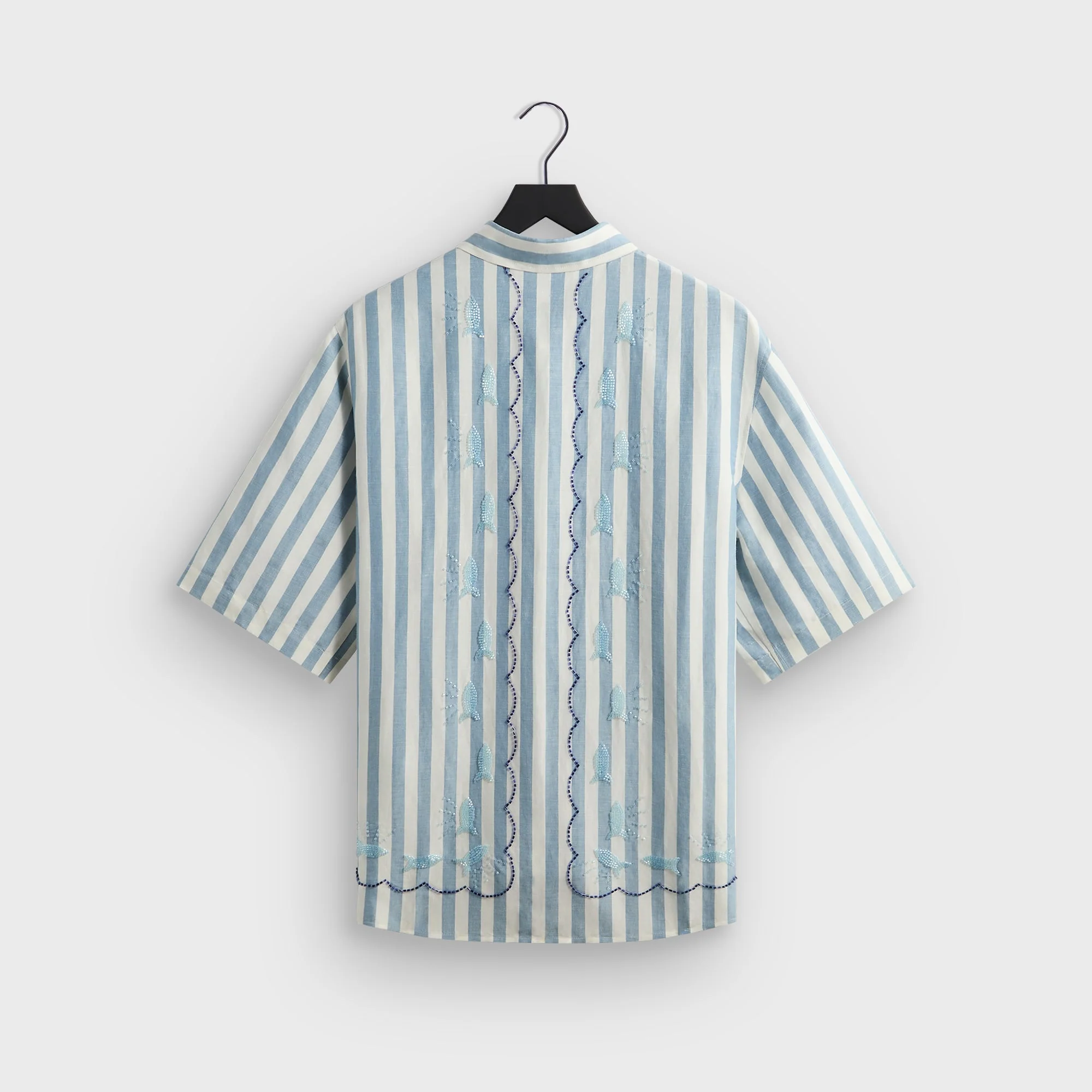 Kith Spun Silk Linen Stripe Paxton Buttondown - Light Indigo - Image 3