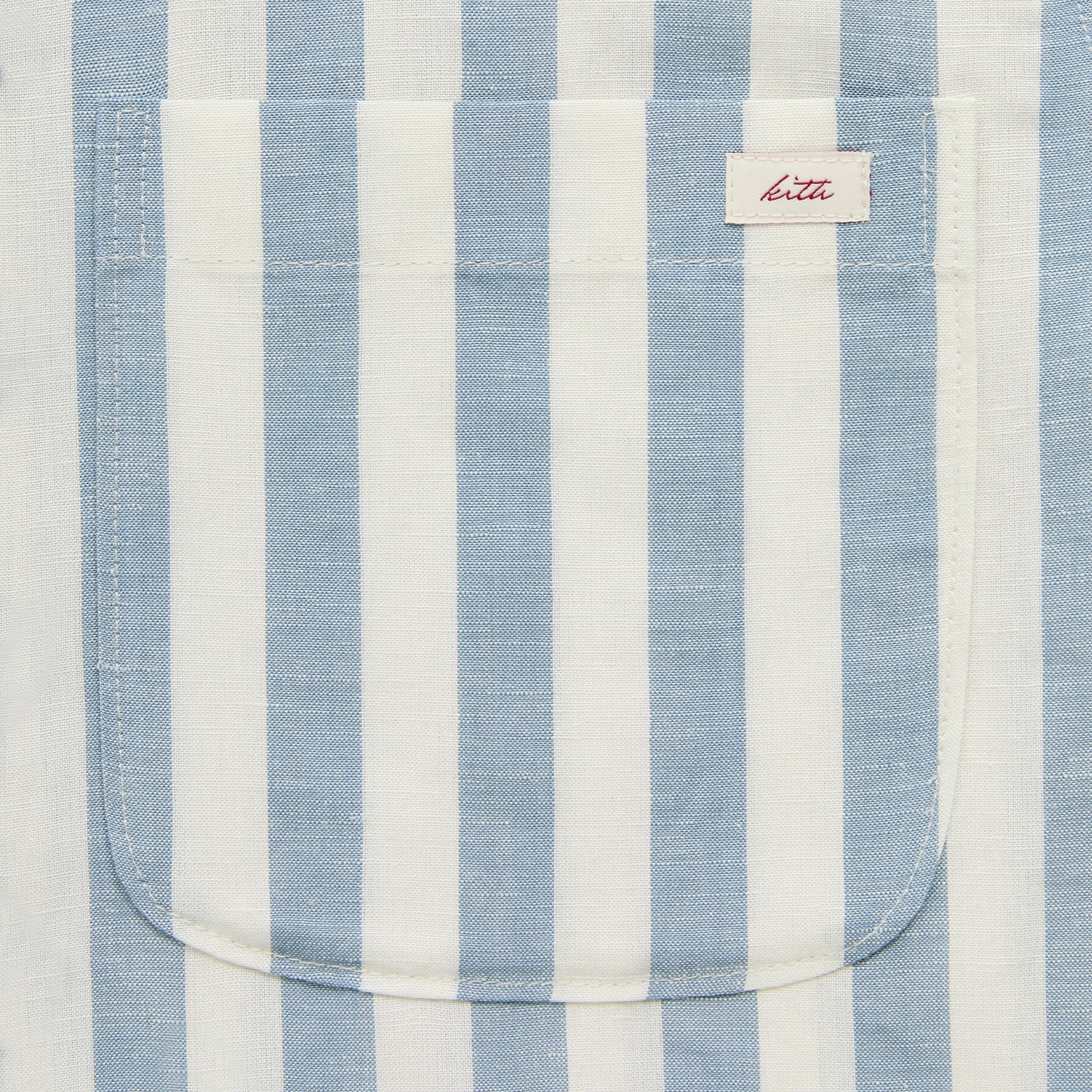 Kith Spun Silk Linen Stripe Paxton Buttondown - Light Indigo - Image 4