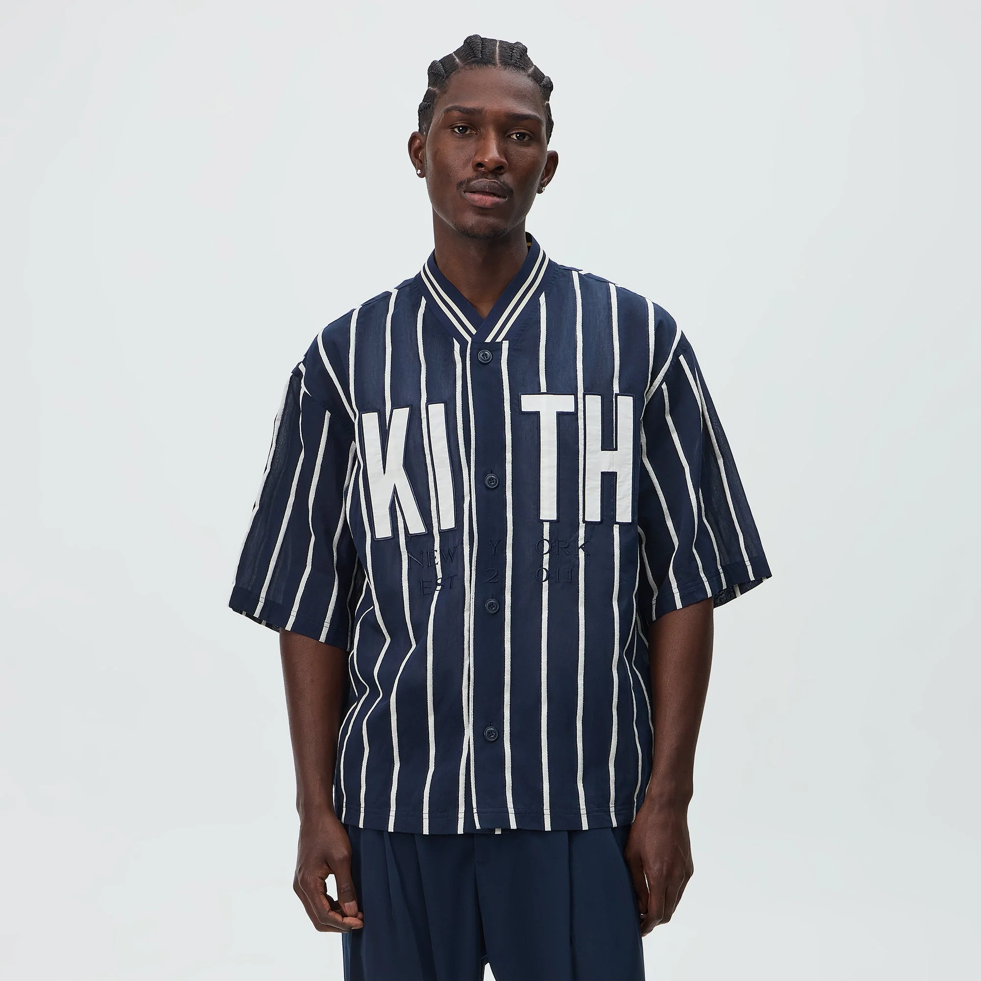 Kith Silk Linen Chenille Stripe Pacey Shirt - Nocturnal - Image 2