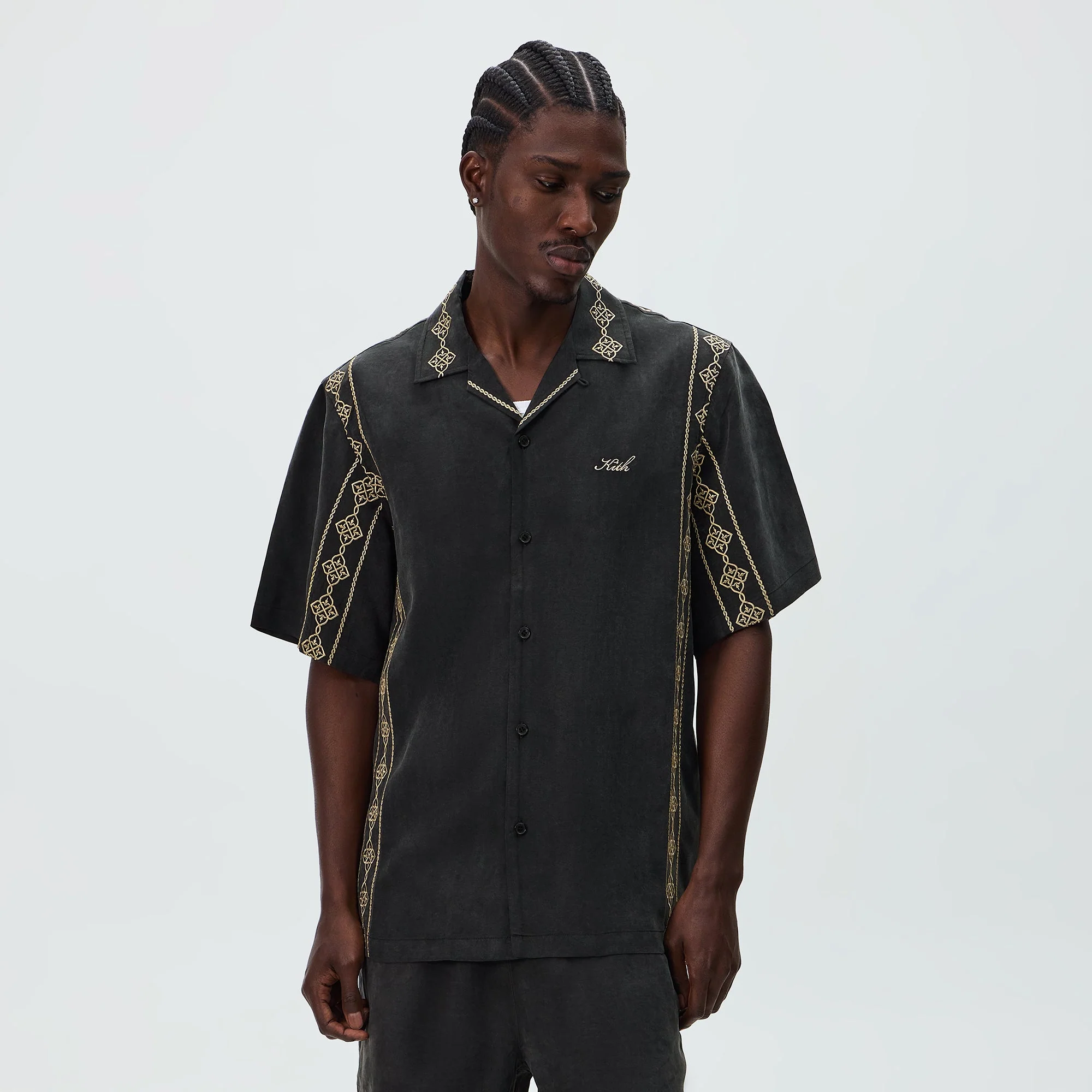 Kith Cupro Linen Thompson Camp Collar Shirt - Black - Image 2