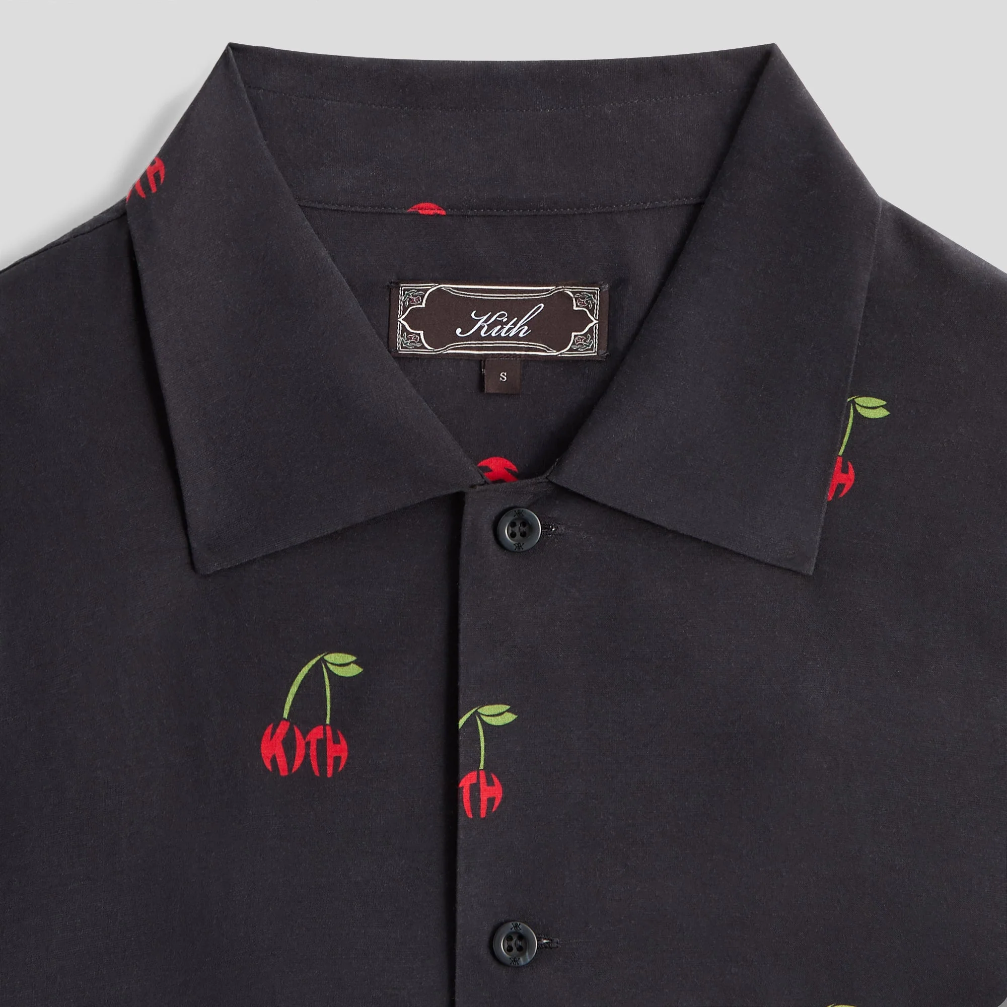 Kith Printed Cherry Cupro Linen Beckham Buttondown - Black - Image 4