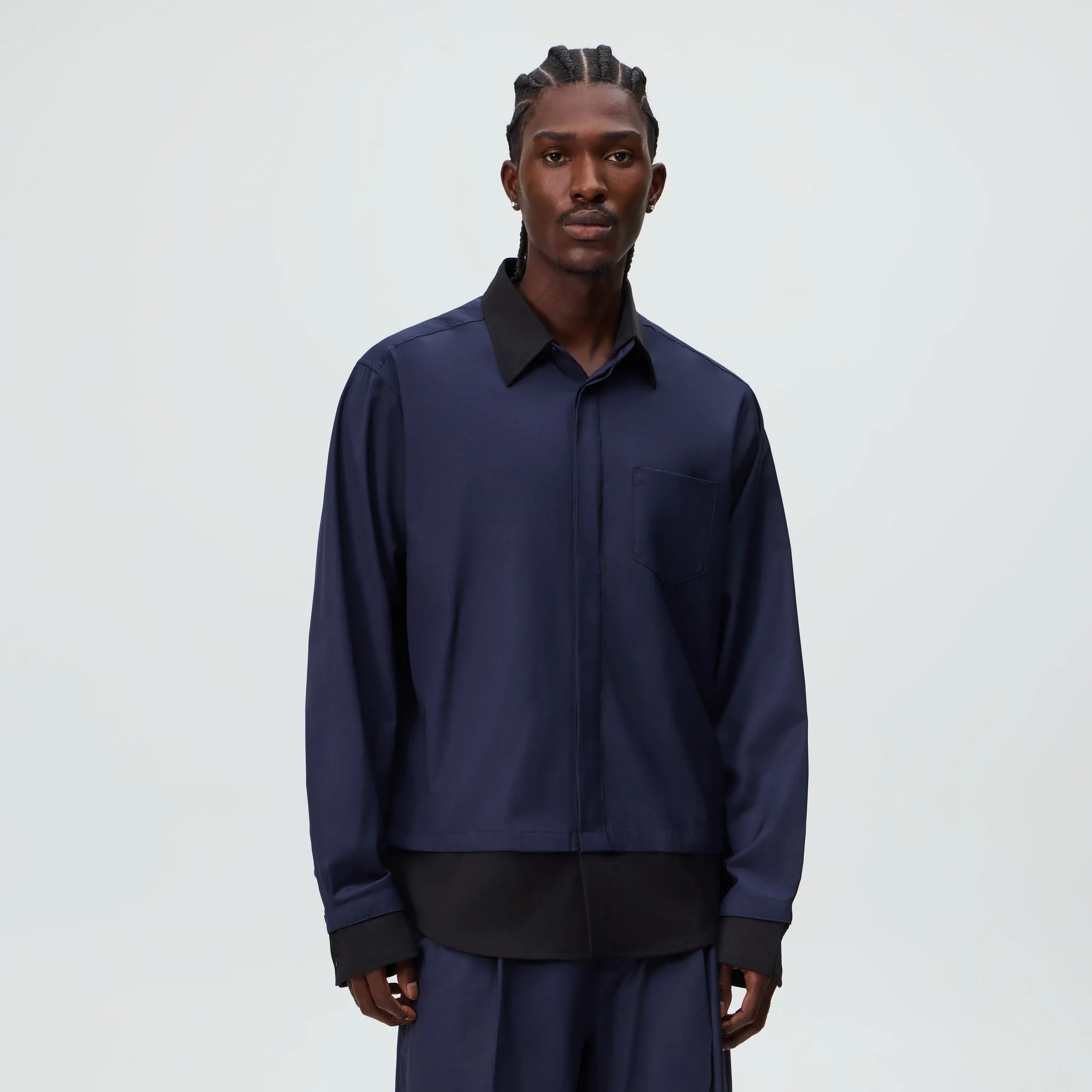 &Kin Tropical Wool Nico Shirt - Nocturnal - Image 2