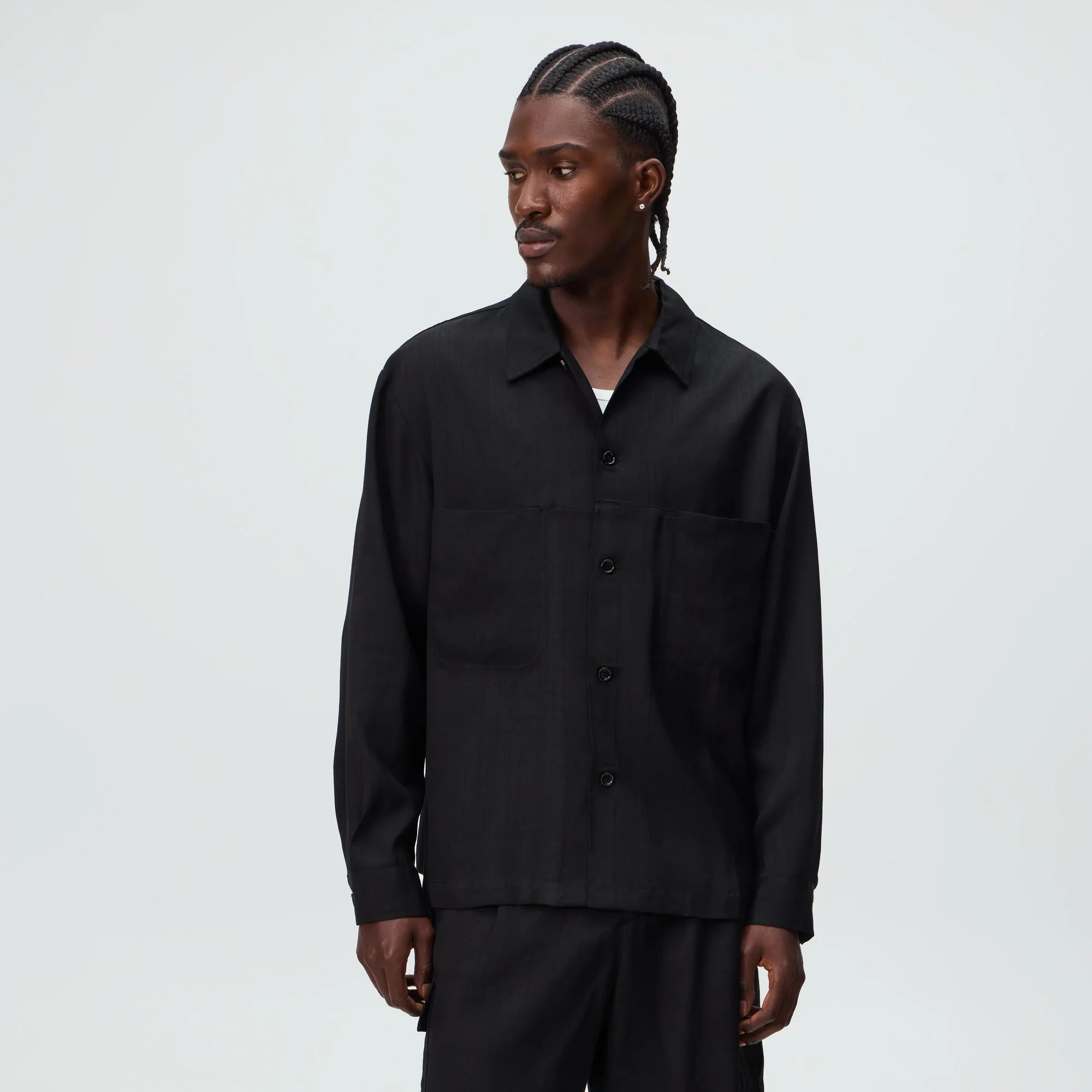 &Kin Textured Viscose Ace Buttondown - Black - Image 2