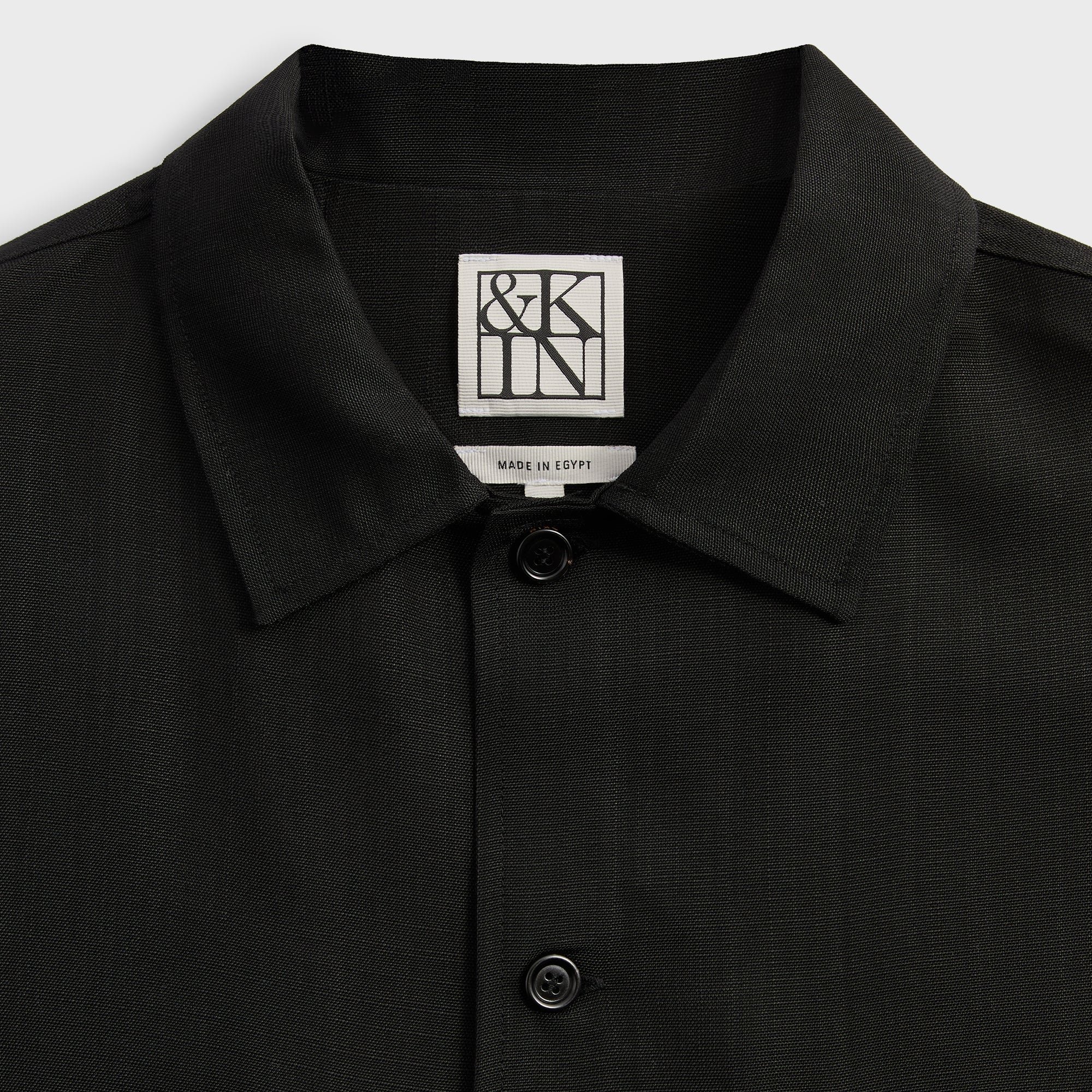 &Kin Textured Viscose Ace Buttondown - Black - Image 4