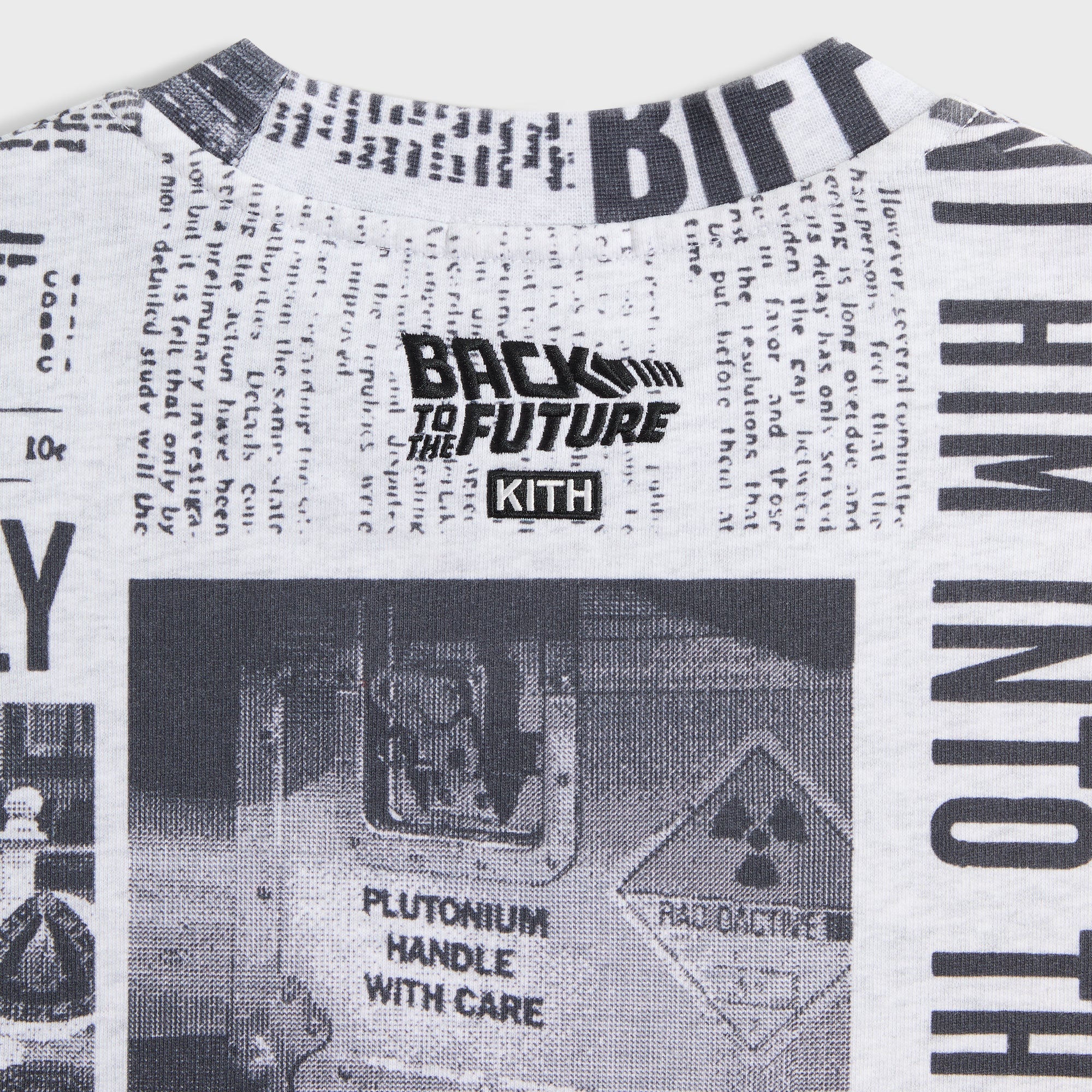 Kith for Back to the Future Newspaper All-Over Printed Nelson Crewneck - Light Heather Grey - Image 4