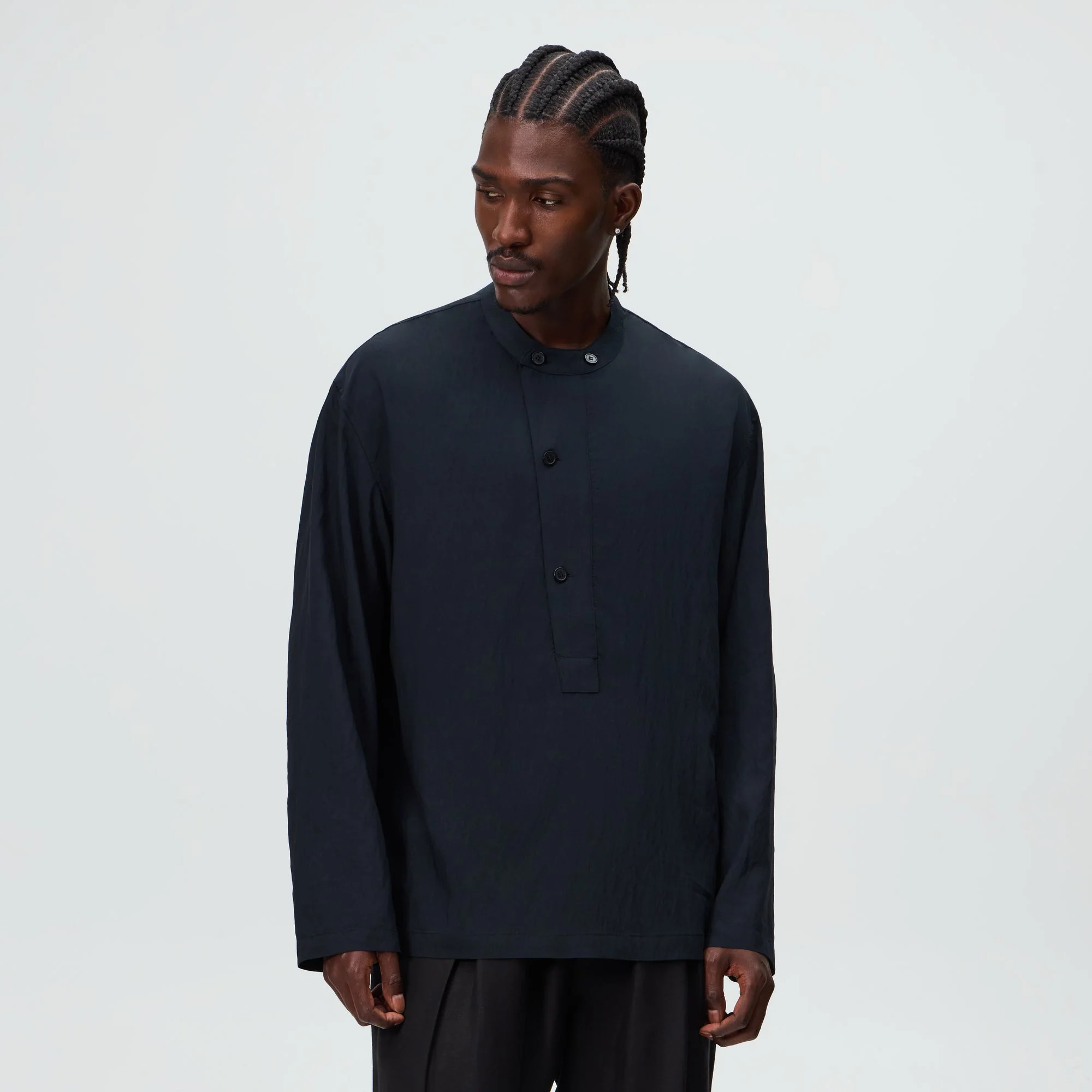 &Kin Wrinkle Cupro Leven Shirt - Black - Image 2