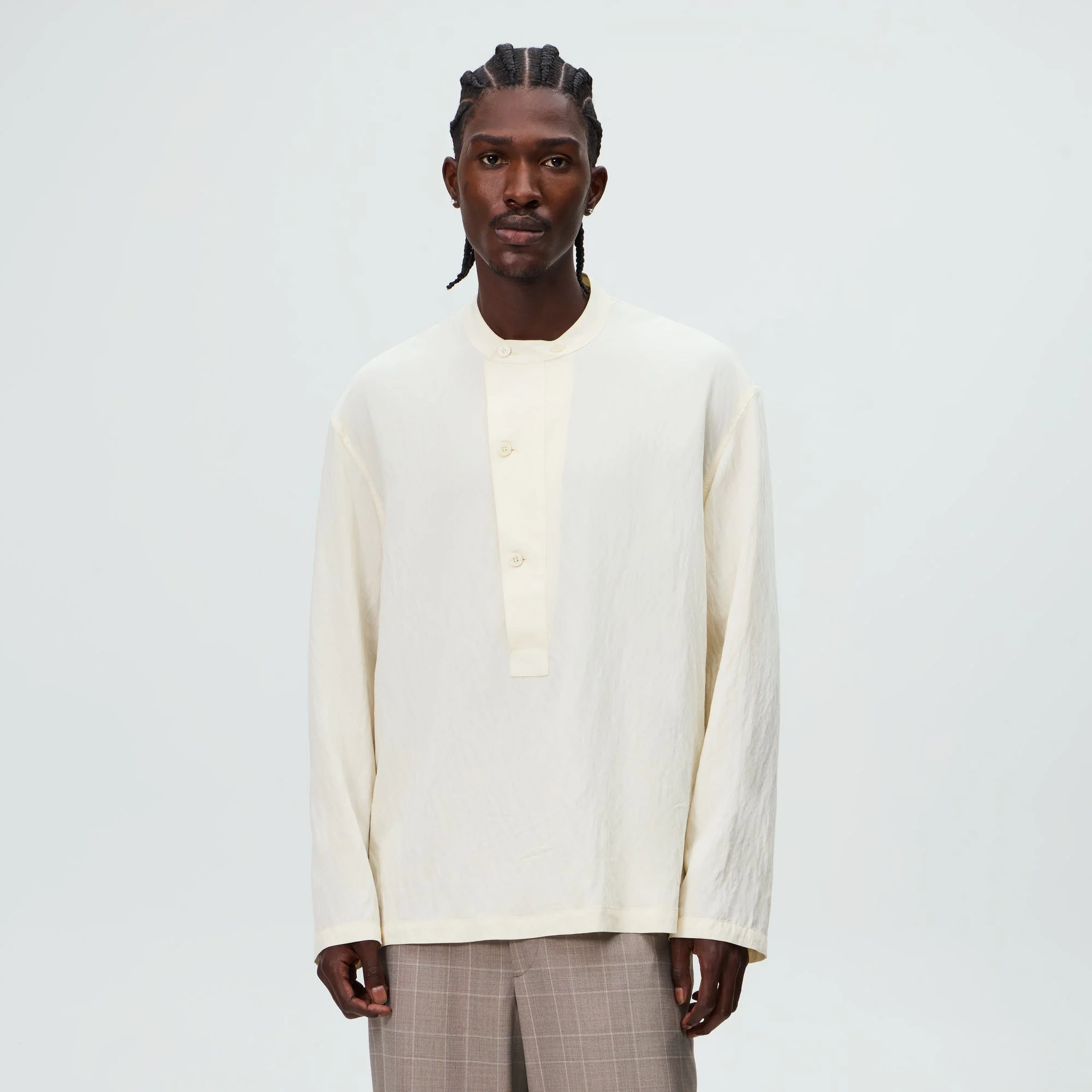 &Kin Wrinkle Cupro Leven Shirt - Sandrift - Image 2