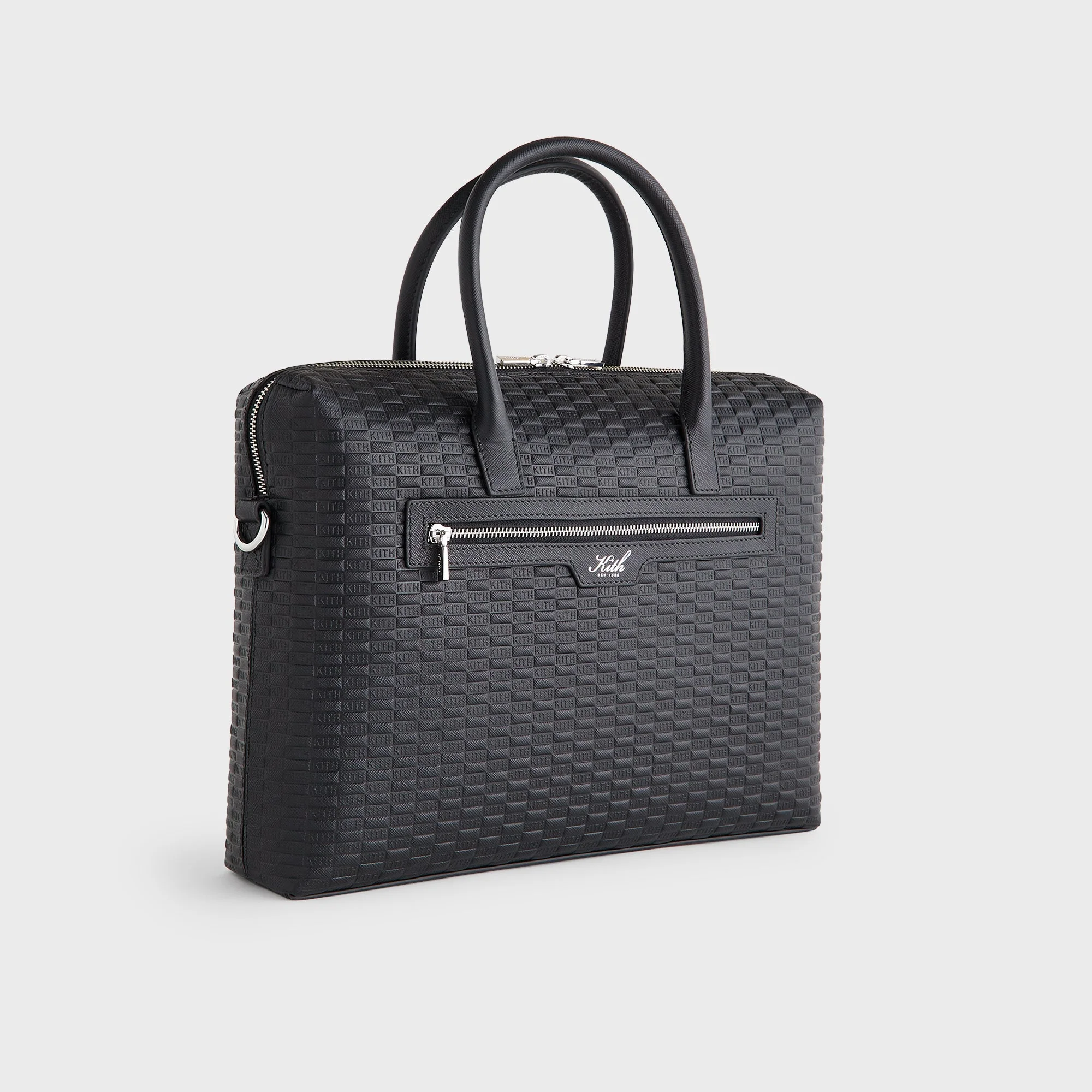 Kith Monogram Leather Messenger Briefcase - Black - Image 3
