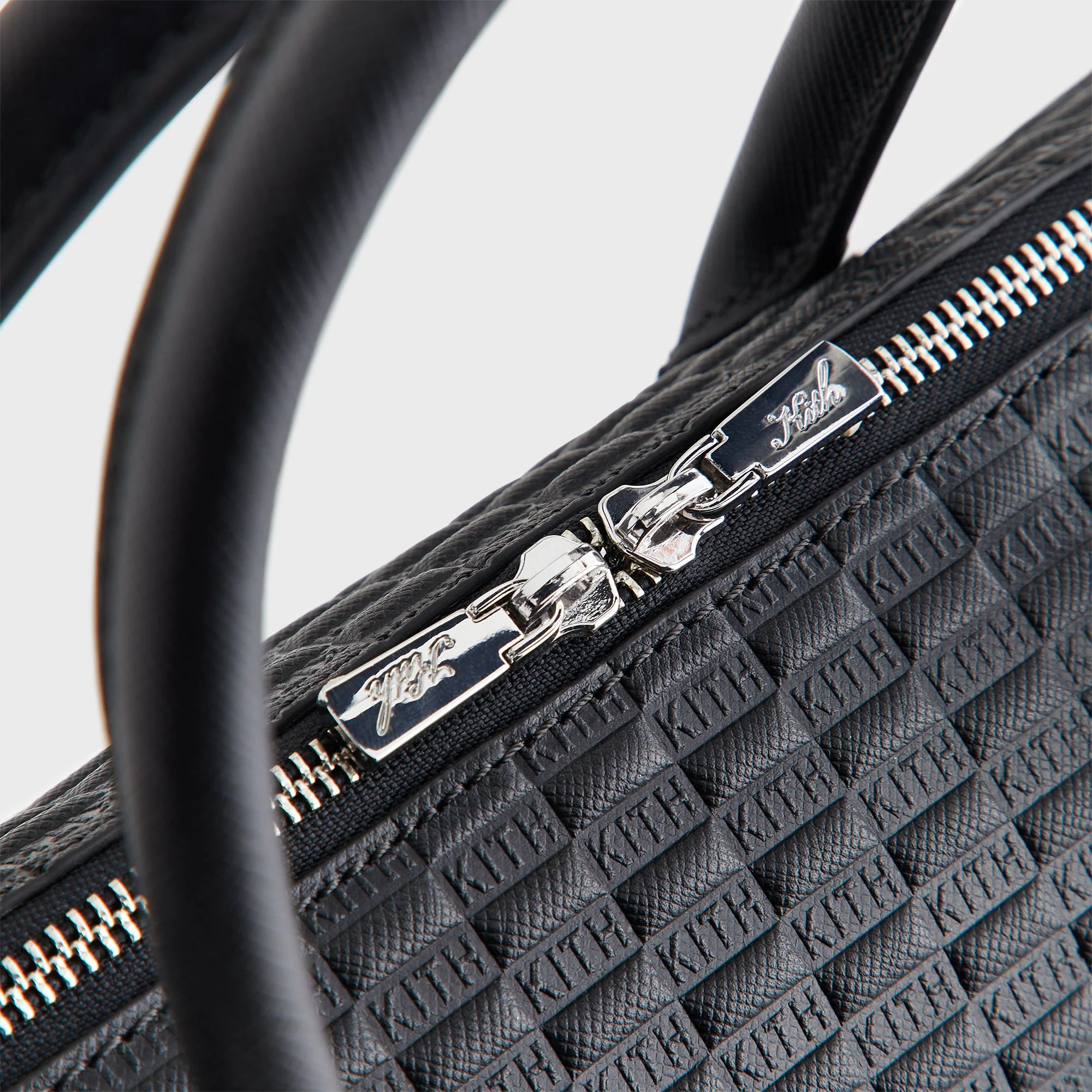 Kith Monogram Leather Messenger Briefcase - Black - Image 4