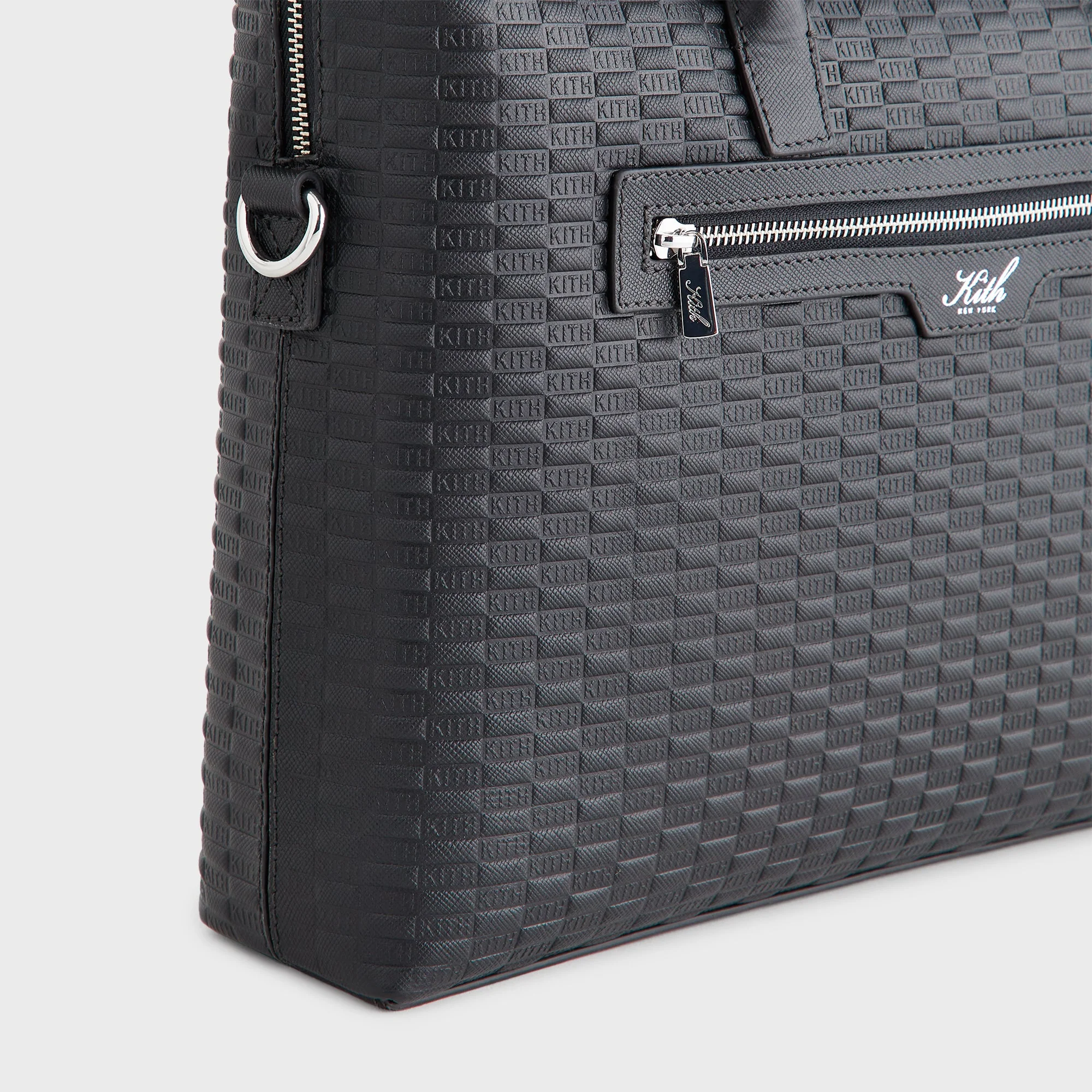 Kith Monogram Leather Messenger Briefcase - Black - Image 6