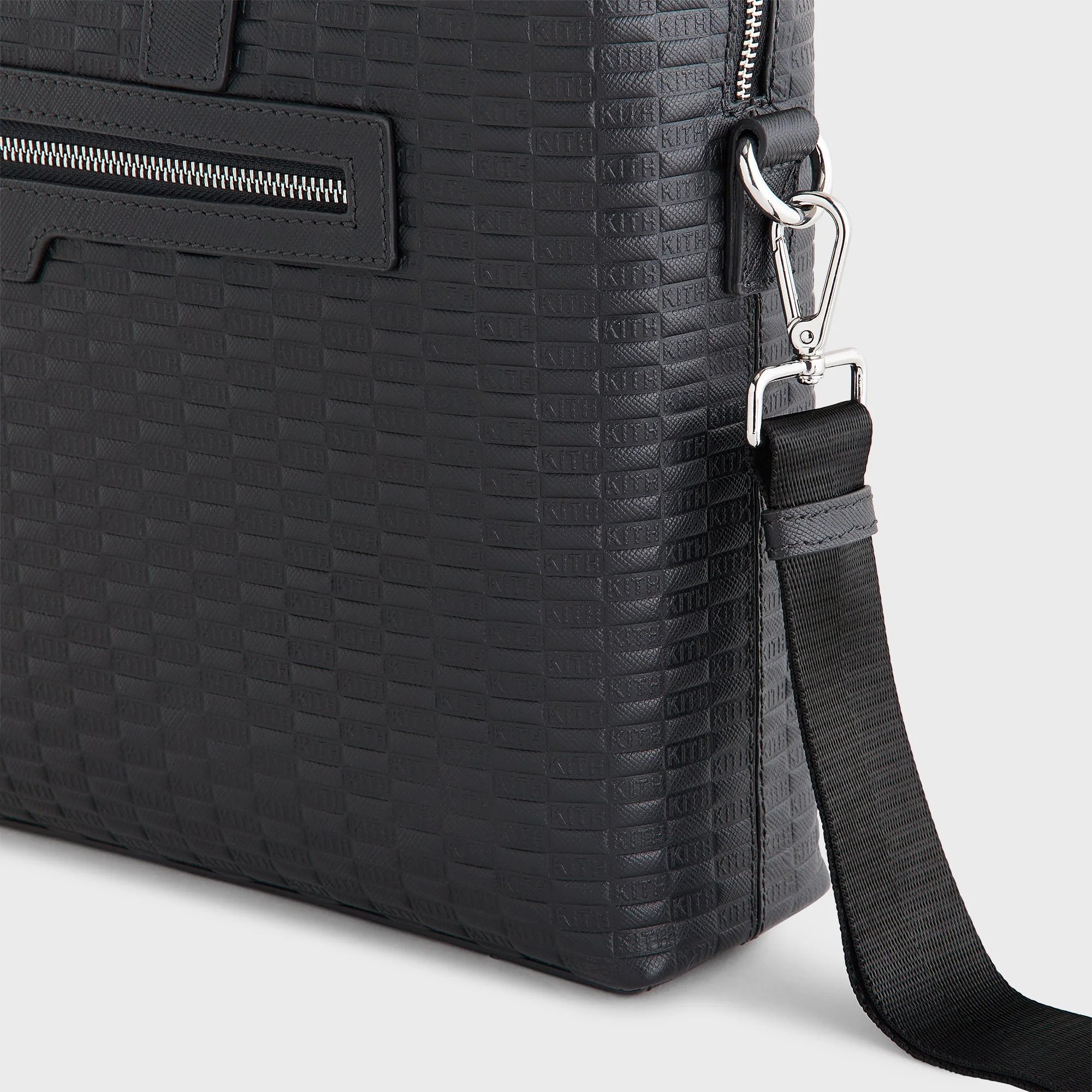 Kith Monogram Leather Messenger Briefcase - Black - Image 7
