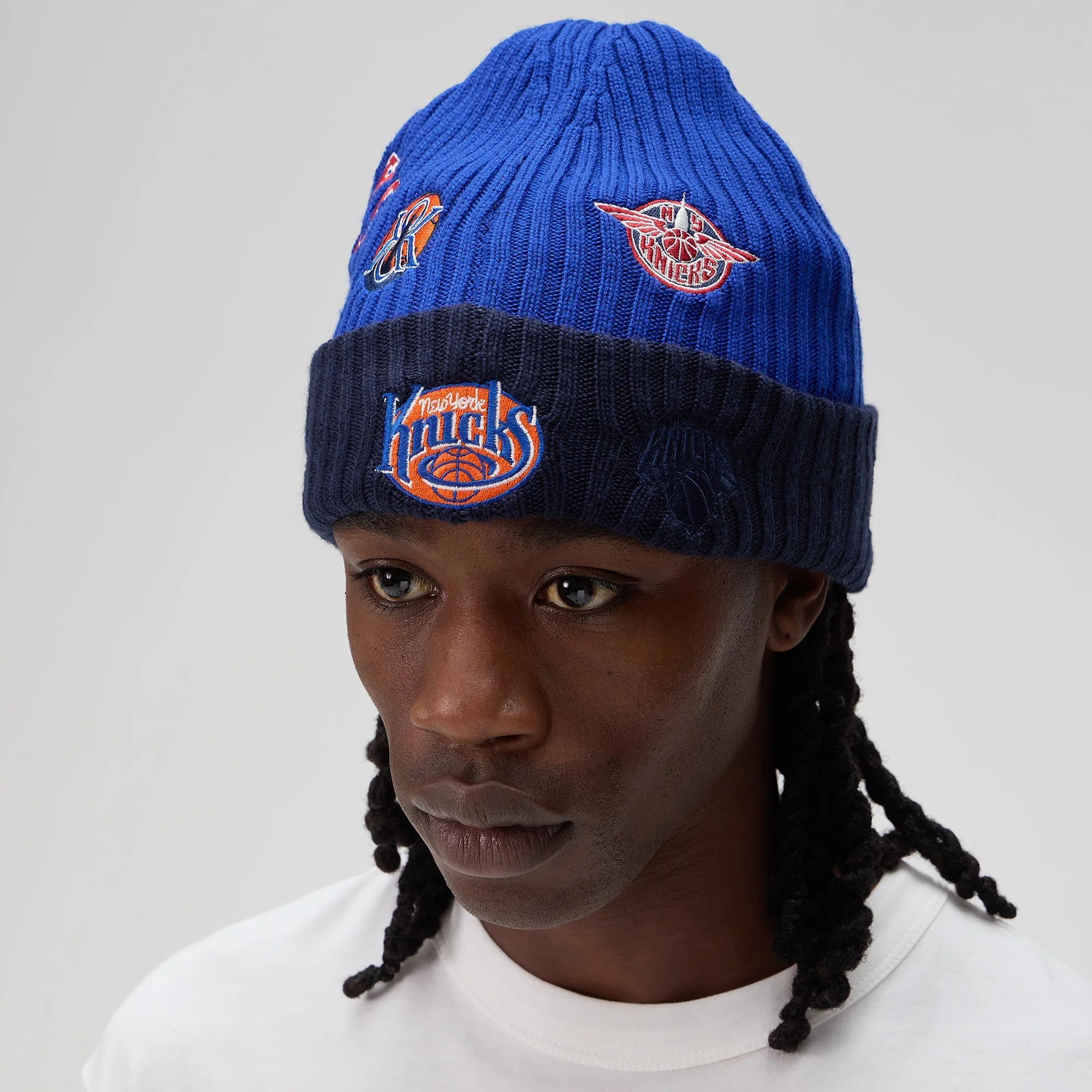 Kith & New Era for the New York Knicks All Over Patches Knit Beanie - Royal - Image 2