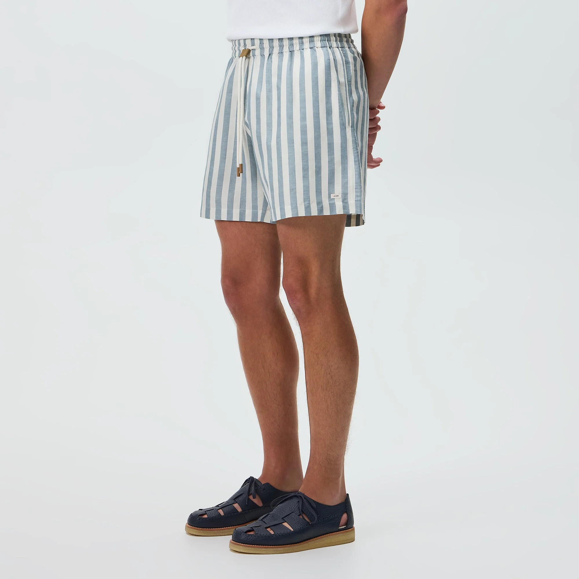 Kith Spun Silk Linen Stripe Kellen Short - Light Indigo - Image 2