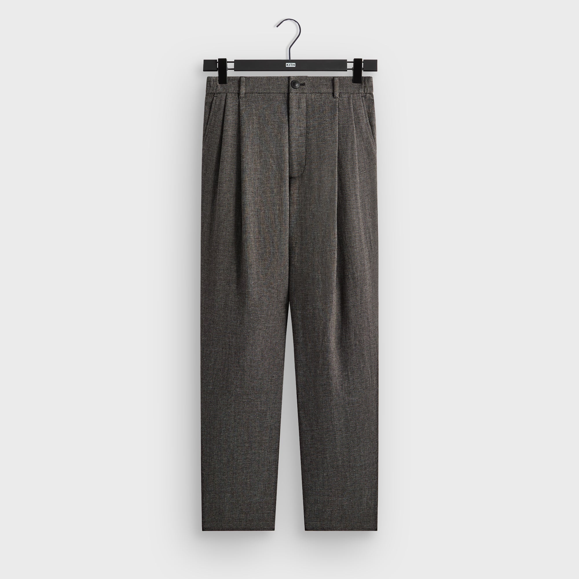 &Kin Textured Linen Flax Brynn Pleated Pant  - Black Melange - PH