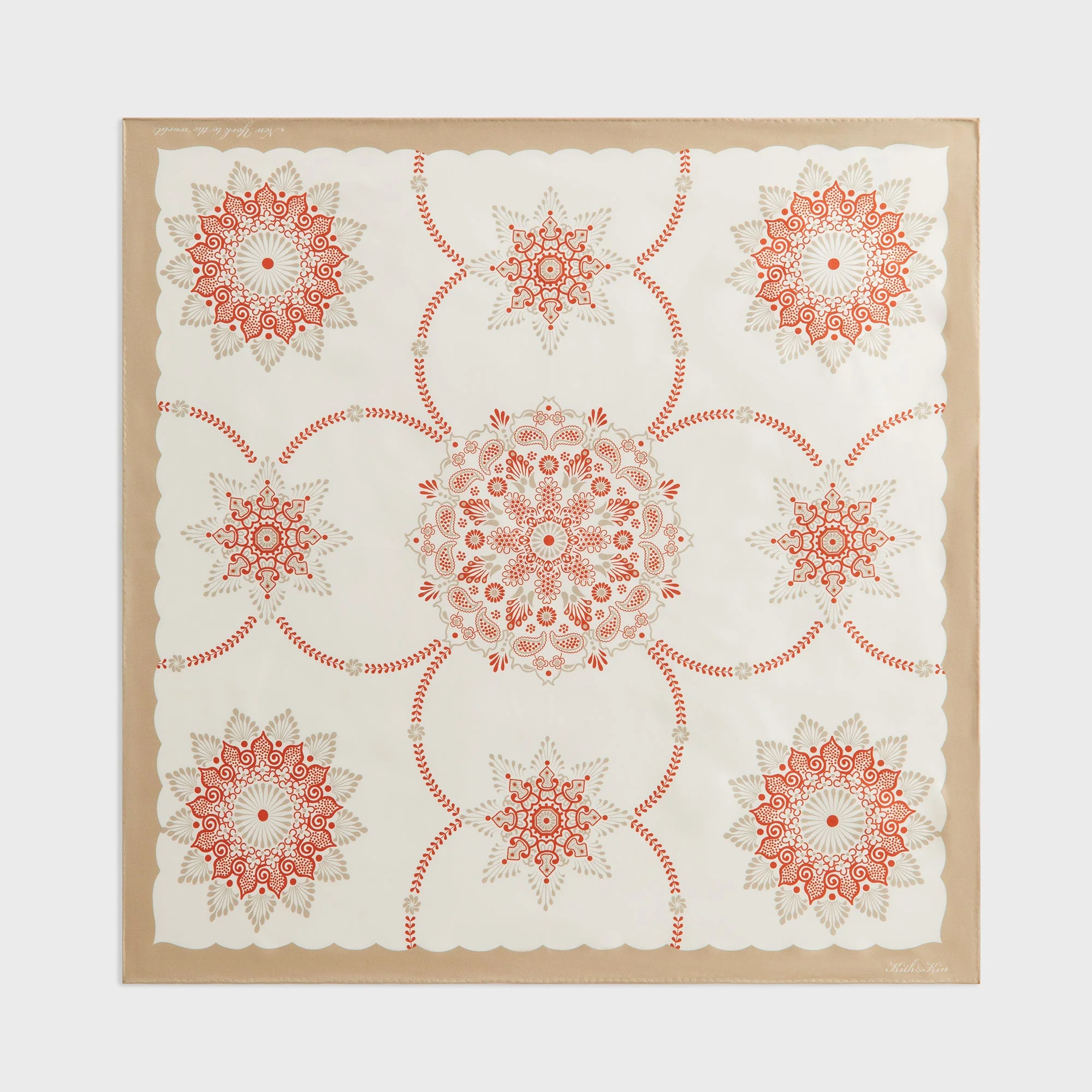 Kith Floral Printed Palm Silk Scarf - Volcano - Image 2