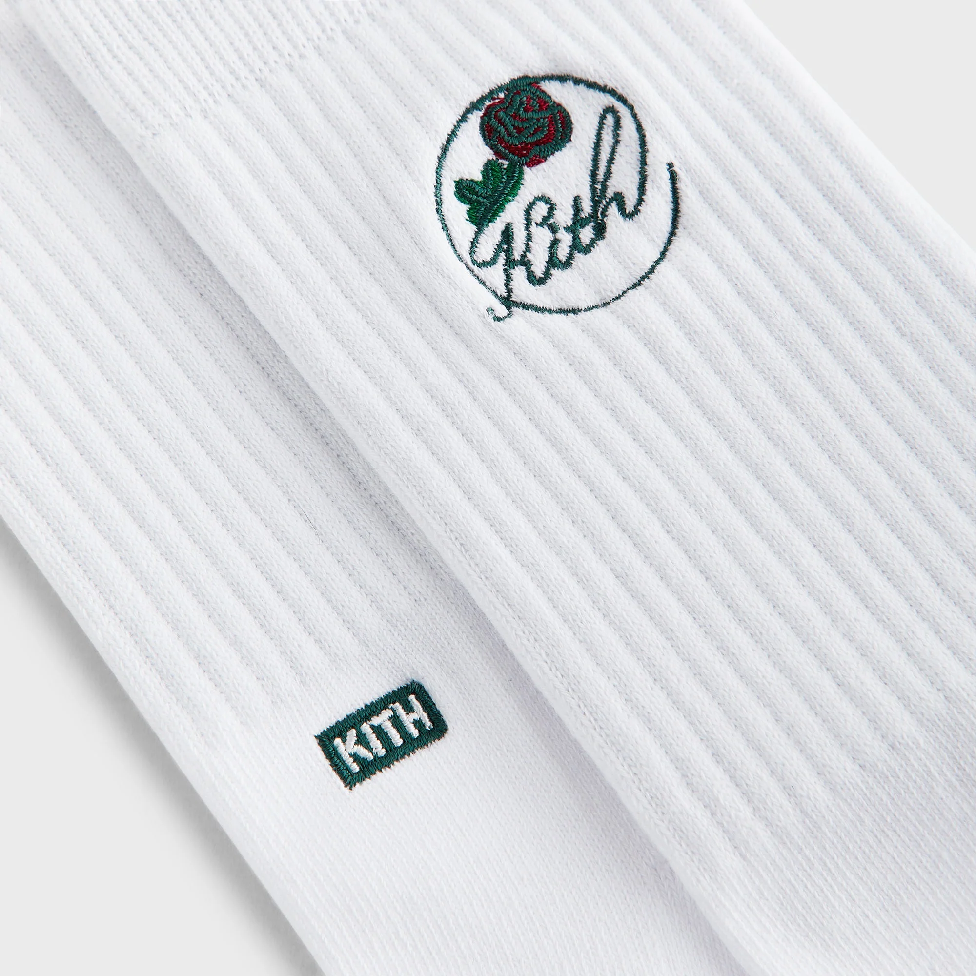 Kith Rose Script Cotton Crew Socks - White - Image 3