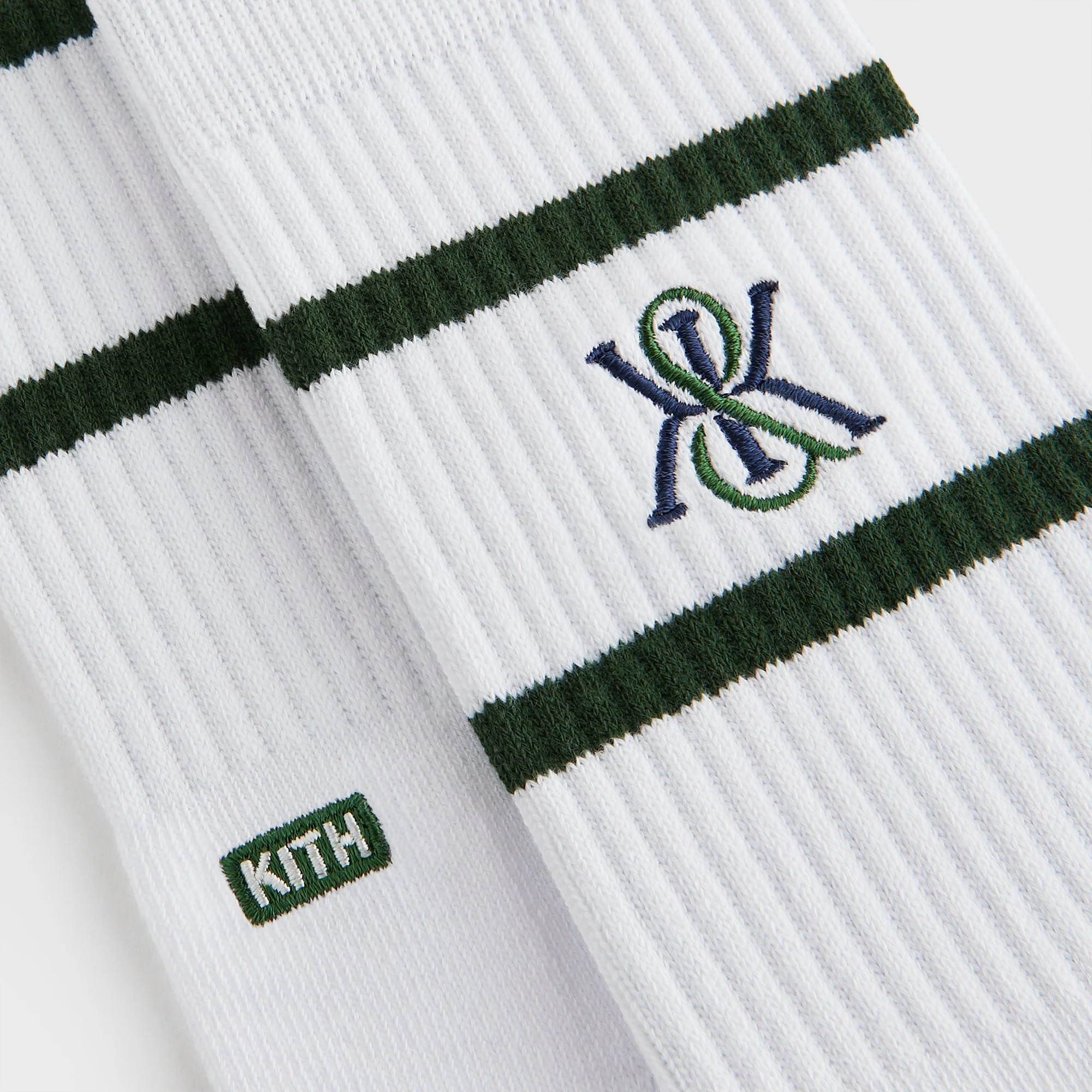 Kith 3-Pack K Crest Striped Cotton Crew Socks - White - Image 4