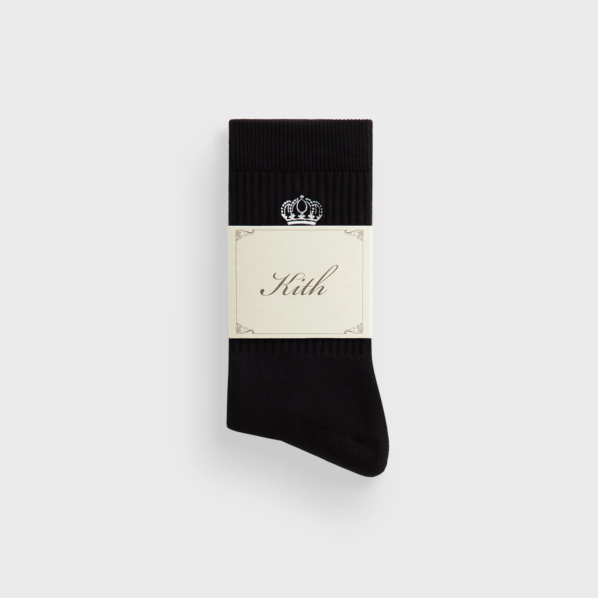 Kith Insignia Cotton Mid Crew Socks - Black - Image 2