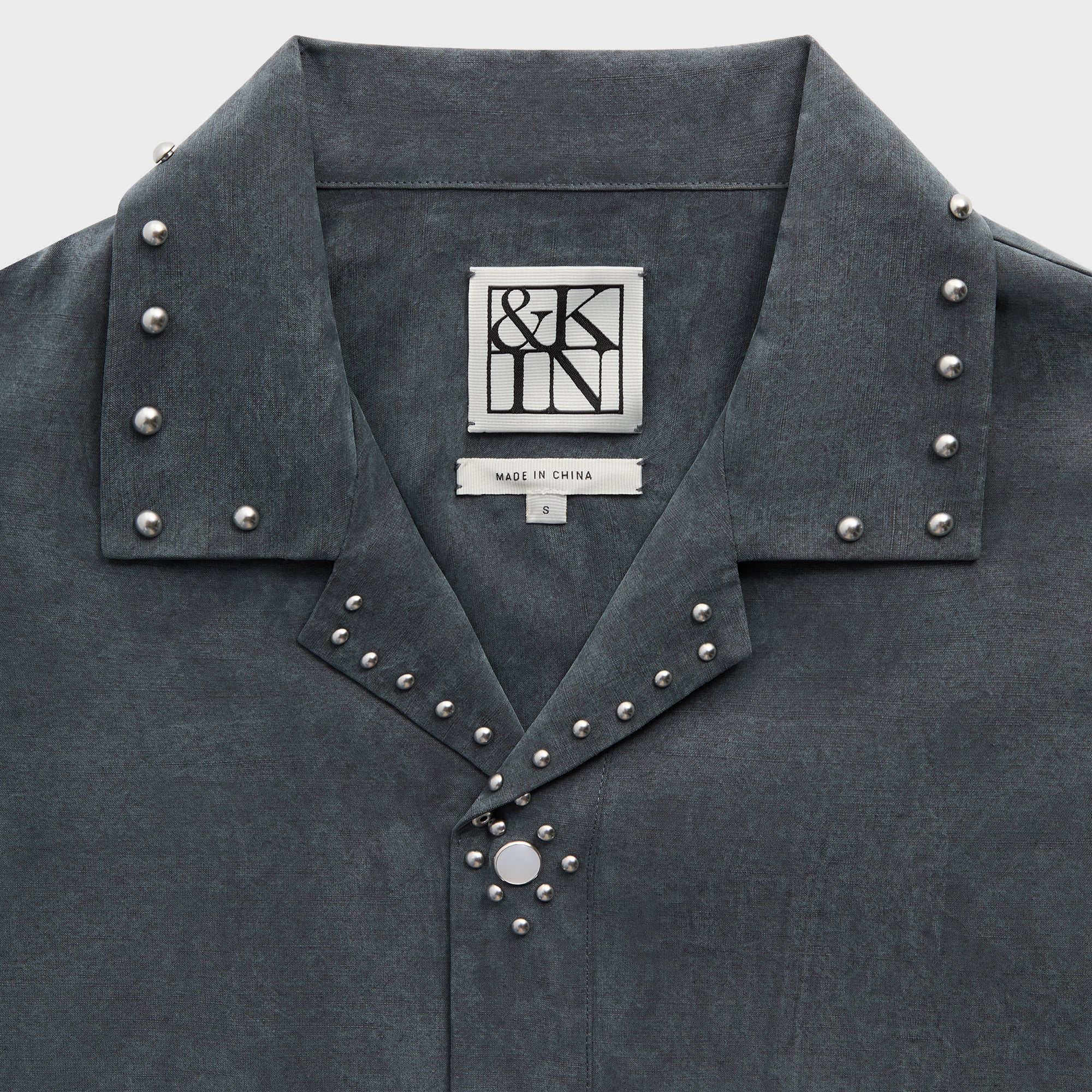 &Kin Studded Cupro Linen Sawyer Shirt - Somber - Image 4