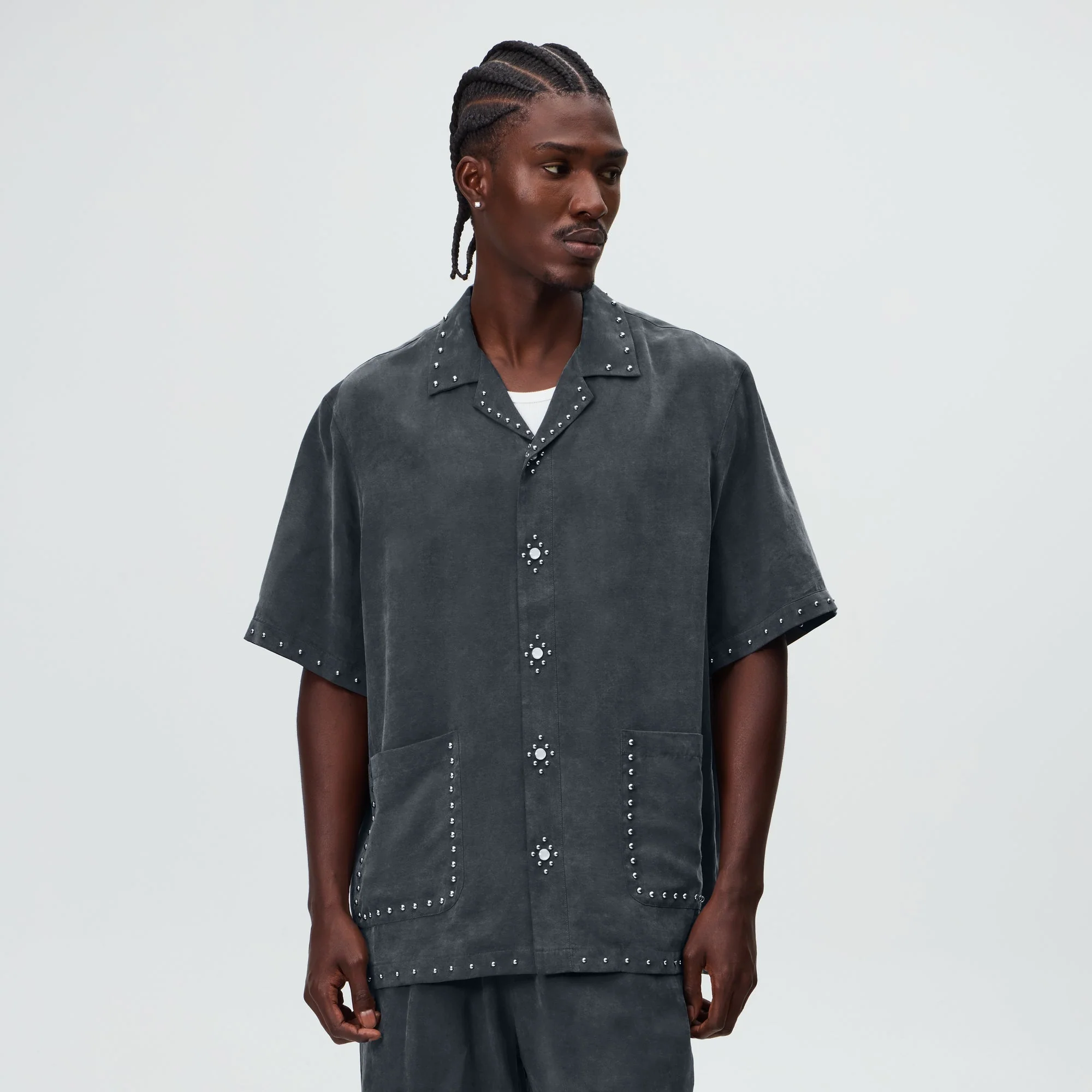 &Kin Studded Cupro Linen Sawyer Shirt - Somber - PH - Image 2