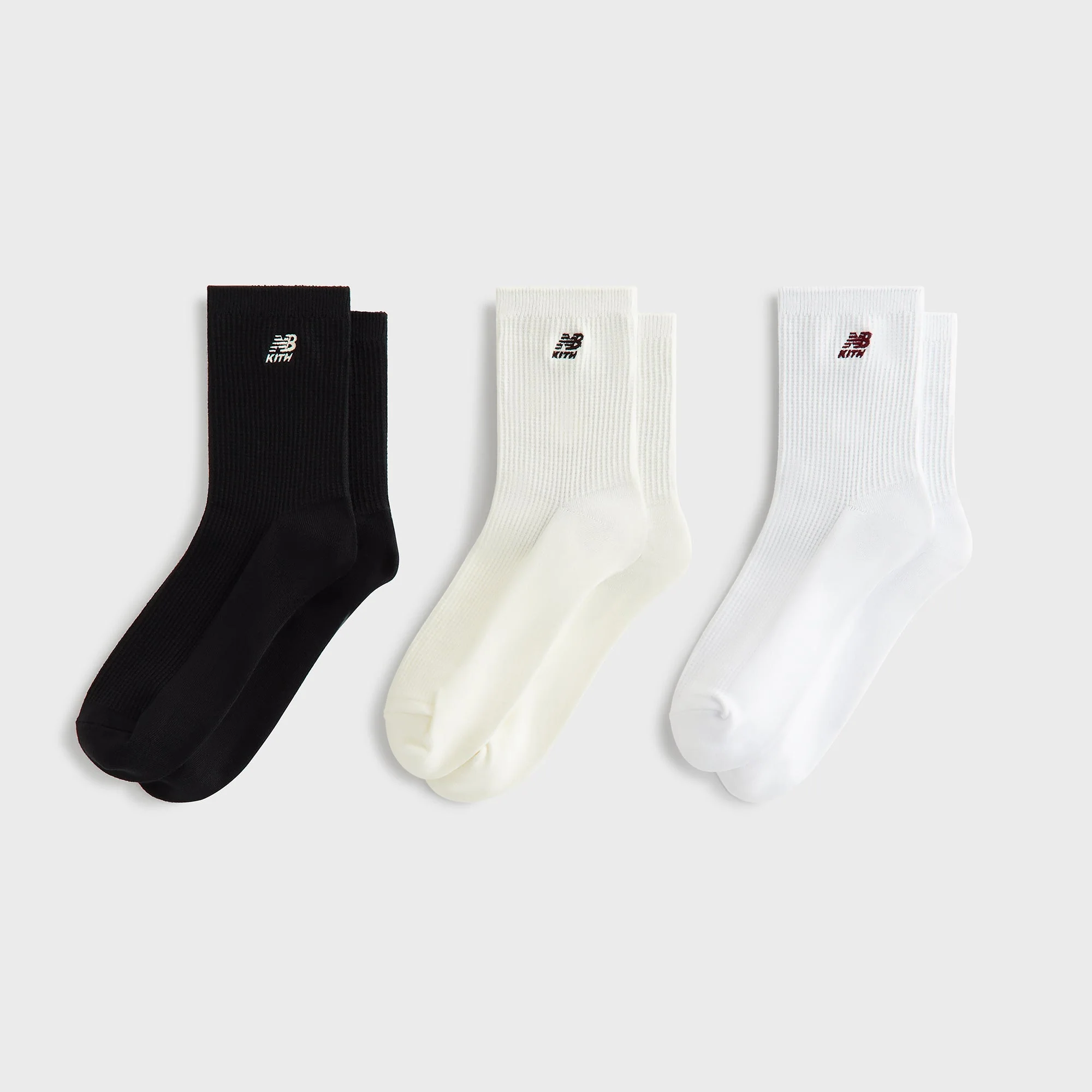 Kith & New Balance Mid Crew Waffle Knit 3-Pack Crew Socks - Multi
