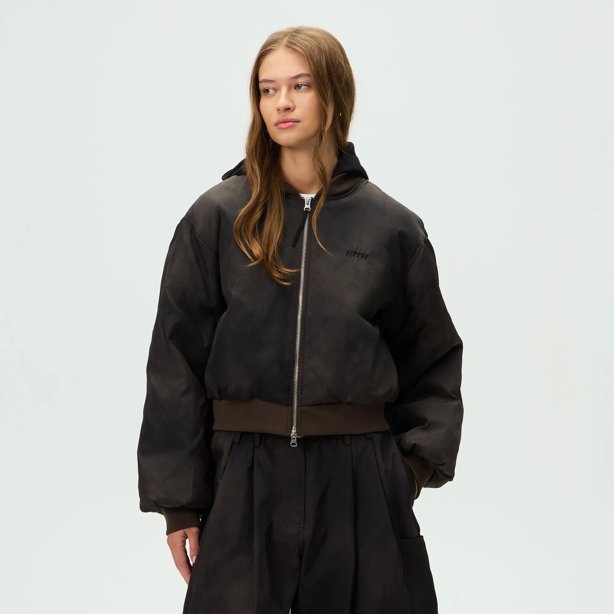 Kith Women Gorman II Washed Nylon Bomber Jacket - Black - Image 2