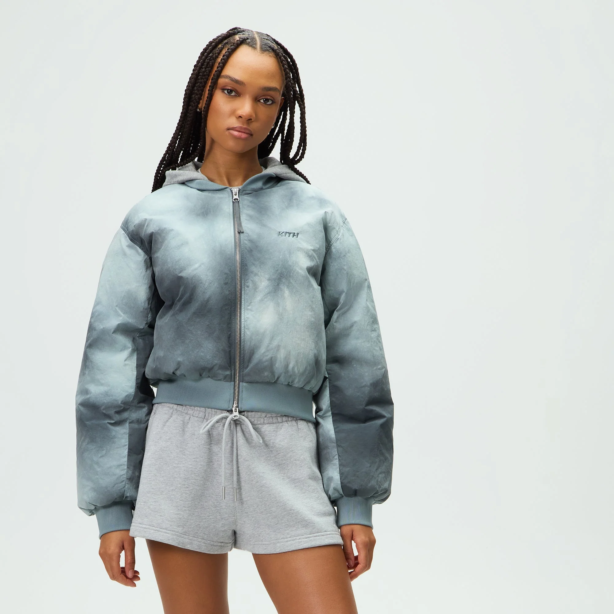 Kith Women Gorman II Washed Nylon Bomber Jacket - Concrete - Image 2