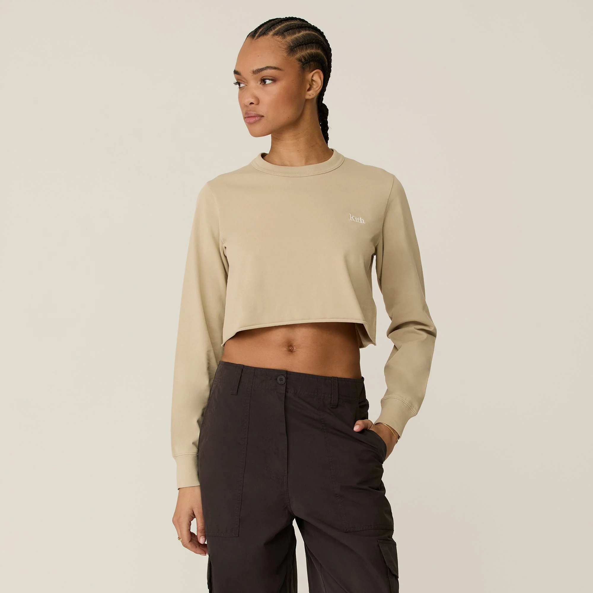 Kith Women Lucy Cropped Long Sleeve II Tee - Bare - Image 2
