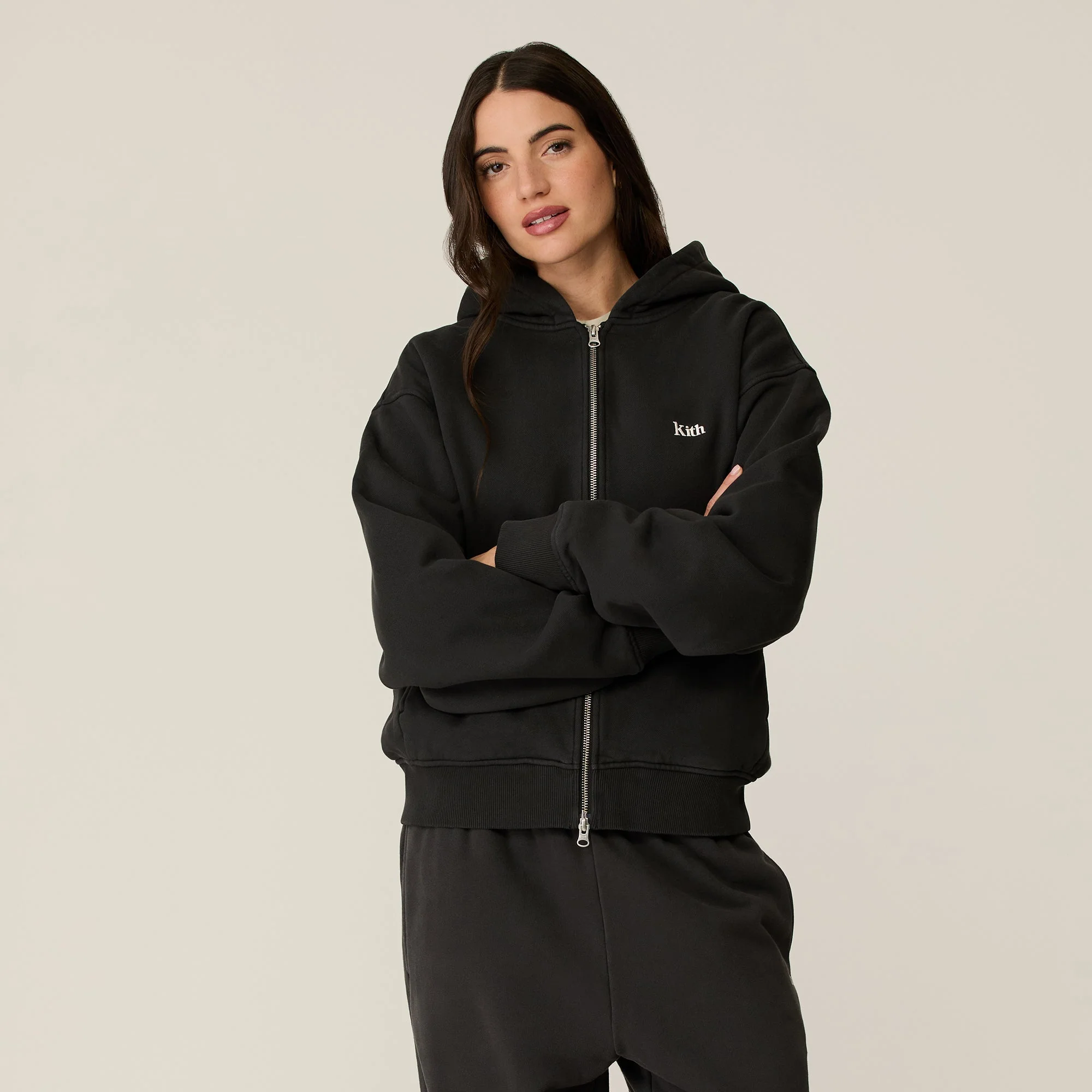Kith Women Tanner Full Zip Hoodie - Black - Image 2